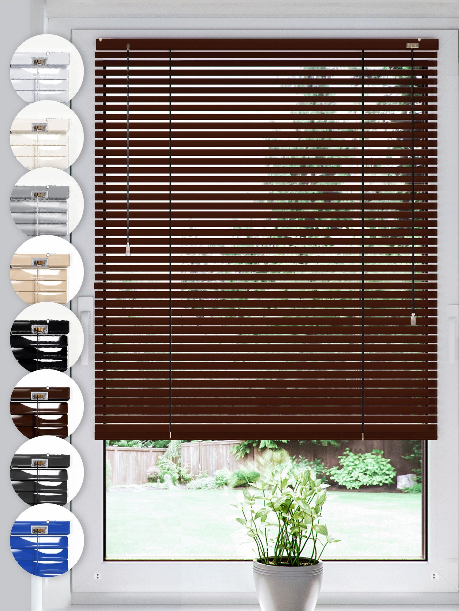 Sonello Jalousie Klemmfix ohne u. mit Bohren 30cm x 100cm Braun Aluminium Jalousette, Klemmfix, Inkl. Halterung für Decken- u. Wandmontage Alu Jalousie Fenster u. Tür, Blickdicht freihängend