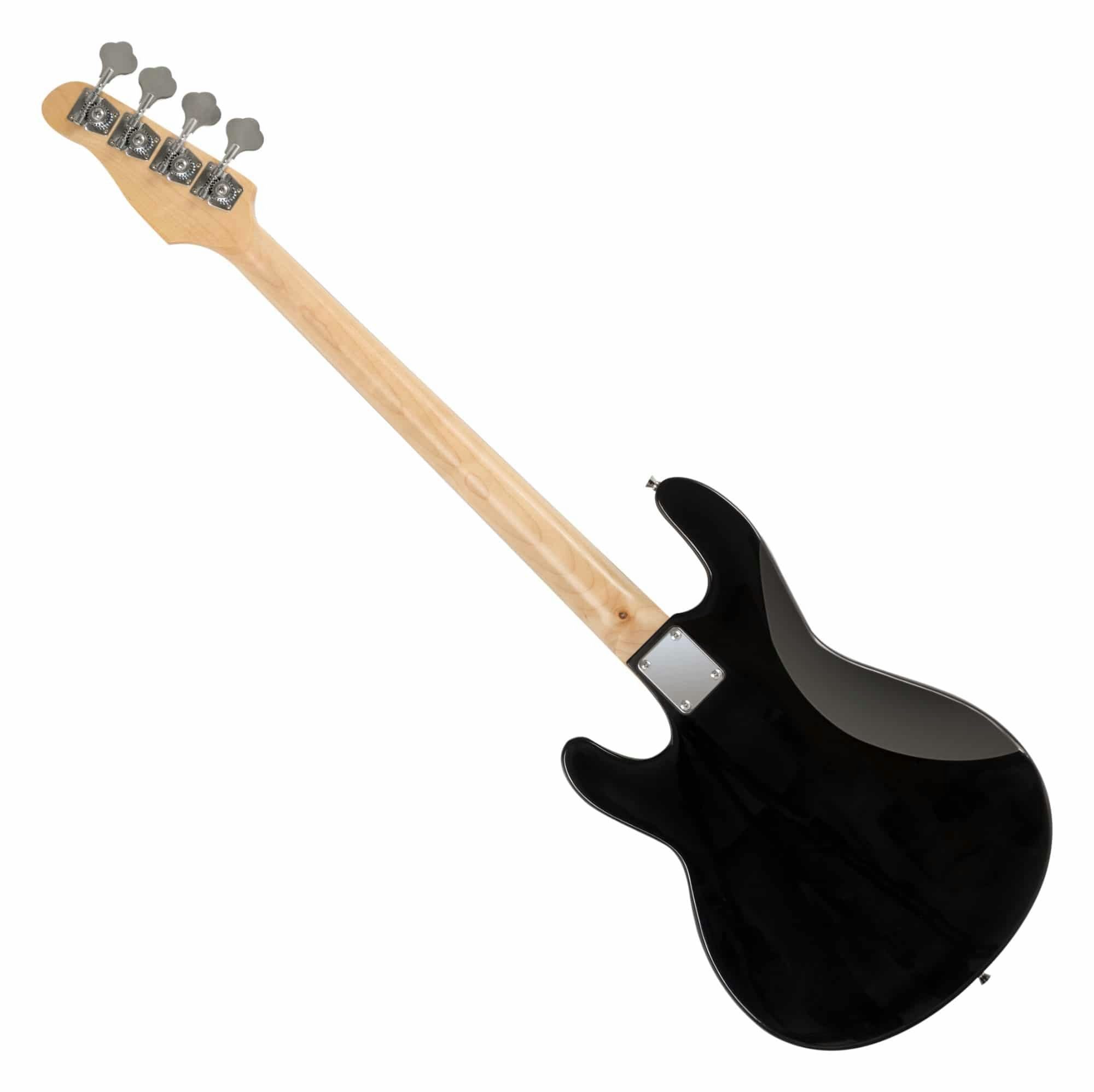 Rocktile E-Bass MB-4 BK Passiver Elektrobass, Super-Set, Inkl. Amp, Gigbag, Metro-Tuner, Gurt, Ständer, Kabel und Schule, Body: Linde, Hals: Ahorn