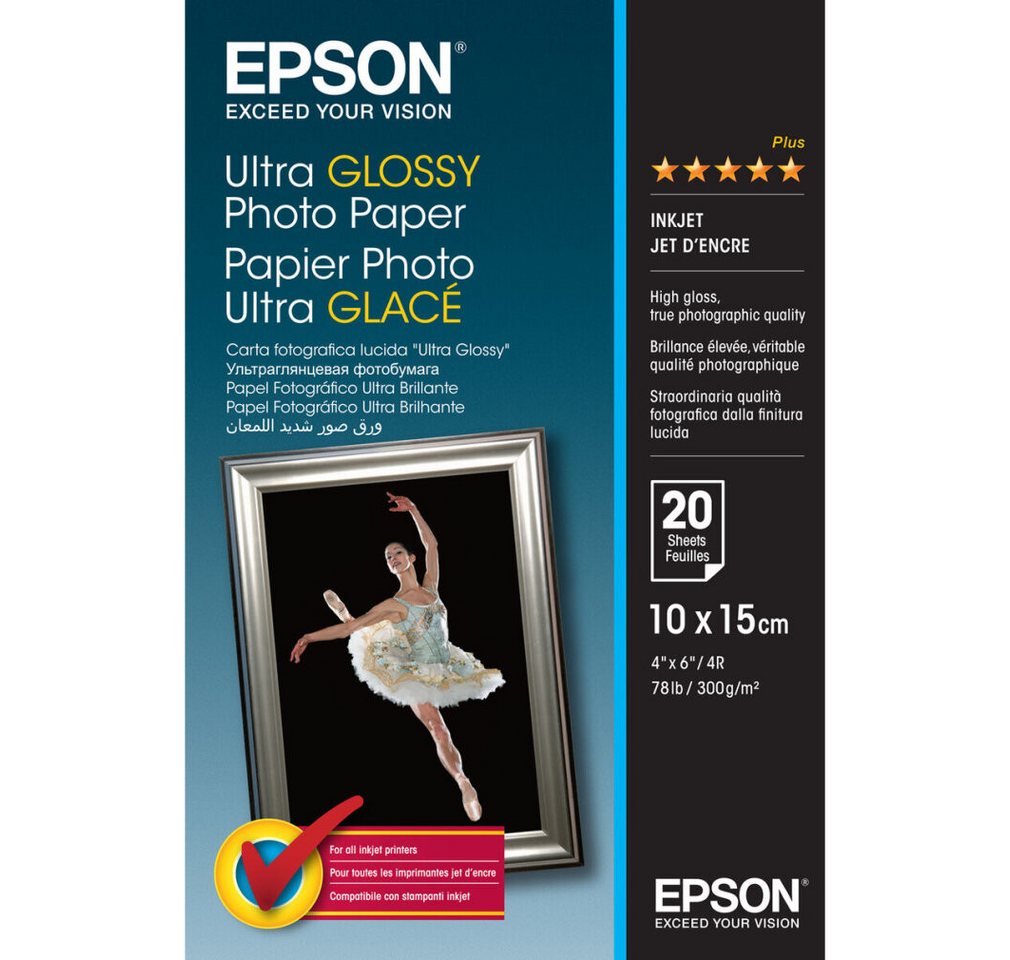 Thumbnail - Epson Fotopapier Fotopapier S041926 10,0 x 15,0 cm hochglänzend 300 g/qm 20 Blatt