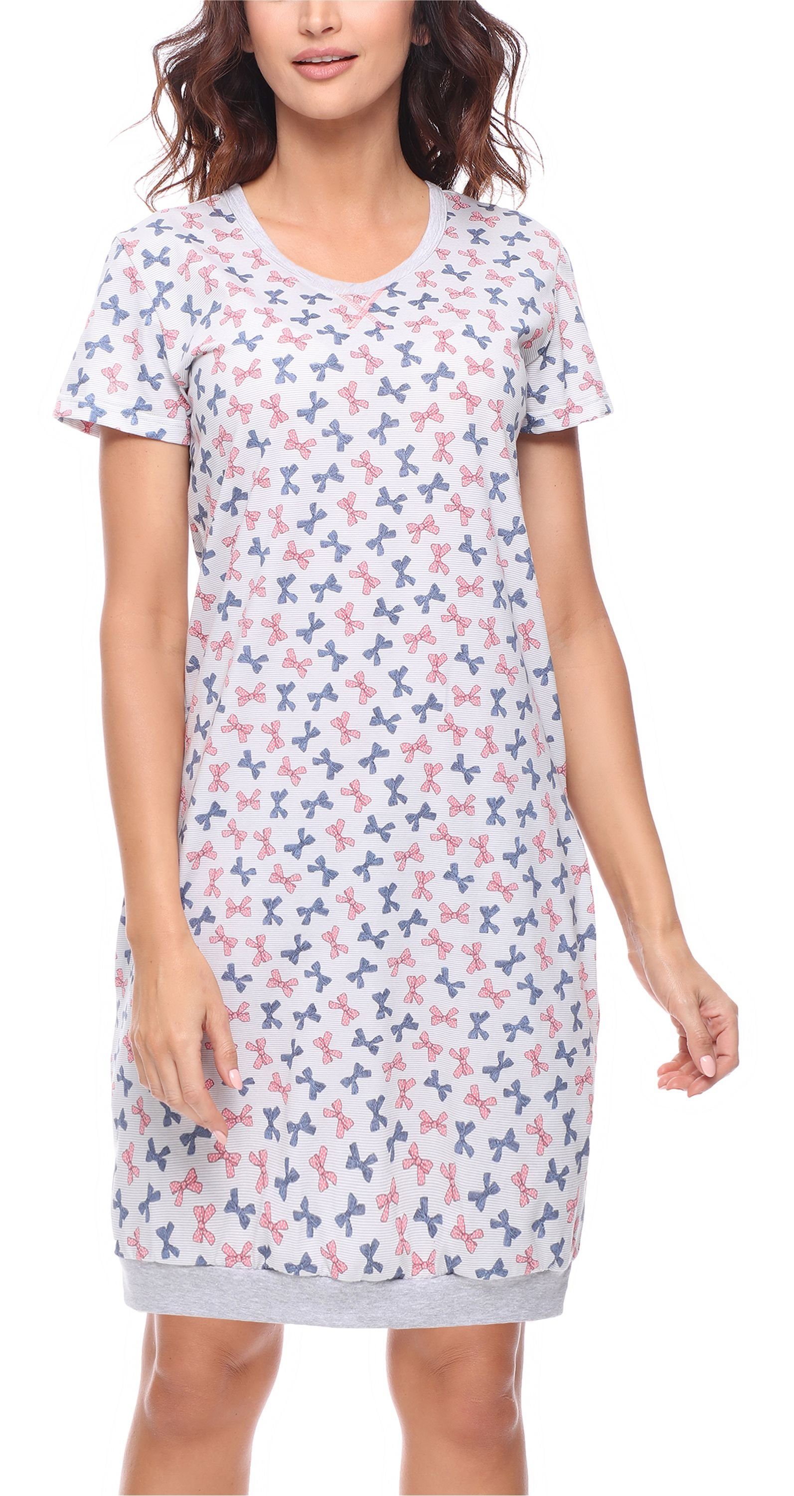 Merry Style Nachthemd Damen Nachthemd MS10-184 (1-tlg) Melange Schleife