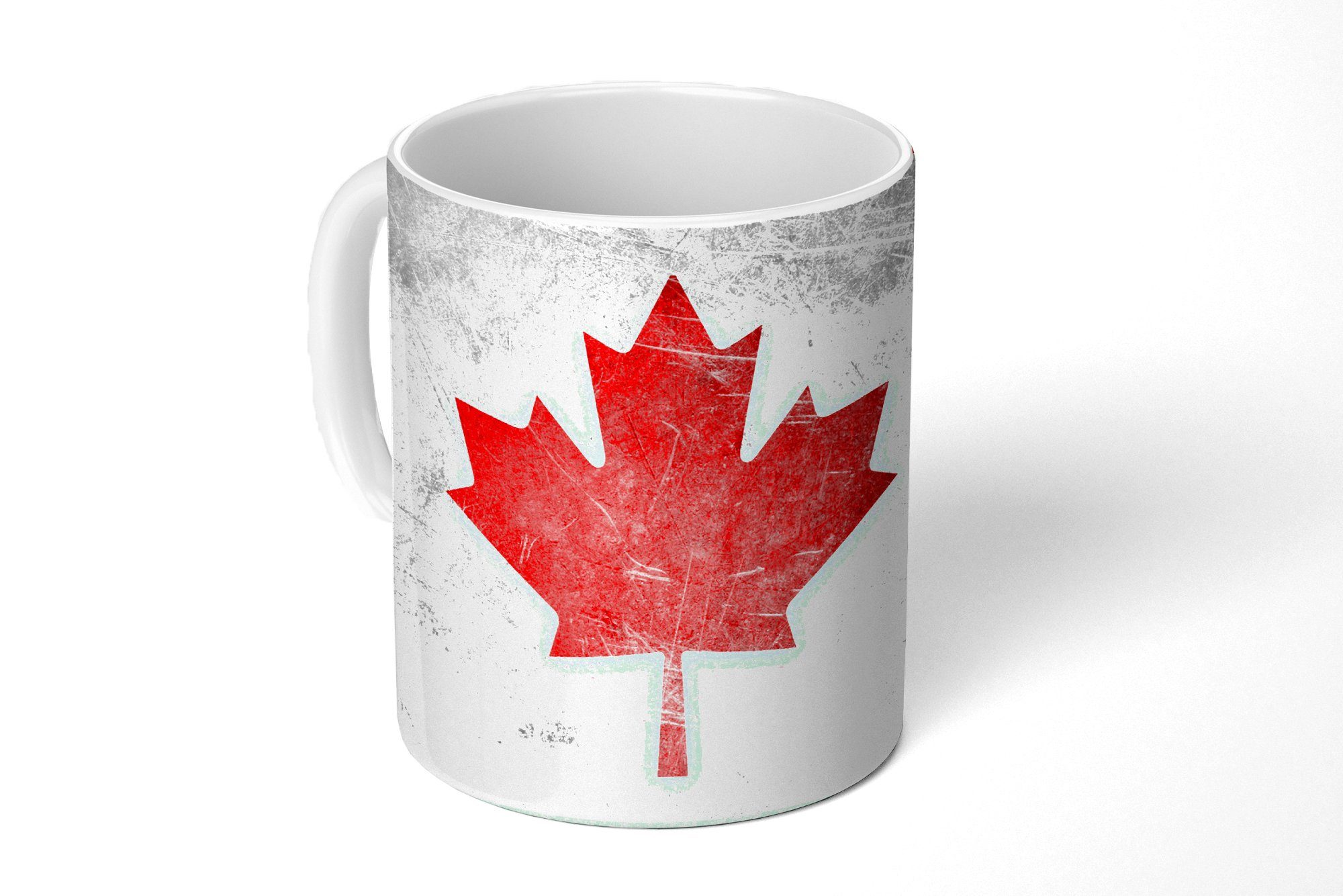 MuchoWow Tasse Flagge von Kanada auf Edelstahl, 1-tlg., Keramik, Kaffeetassen, Teetasse, Becher, Kaffeebecher, Geschenk