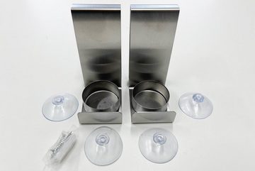CON:P Wandkerzenhalter (2 St), Teelichthalter Edelstahl 2 Stück Wandhalter inkl. Saugnäpfe 4,5x10cm