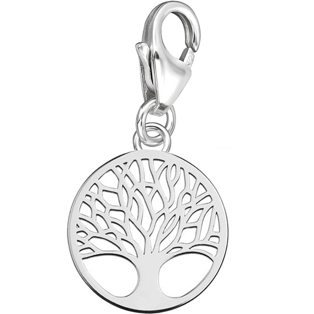 Limana Charm-Einhänger echt 925 Sterling Silber Karabiner Anhänger  Lebensbaum Baum des Lebens, für Bettelarmband Gliederarmband oder Halskette
