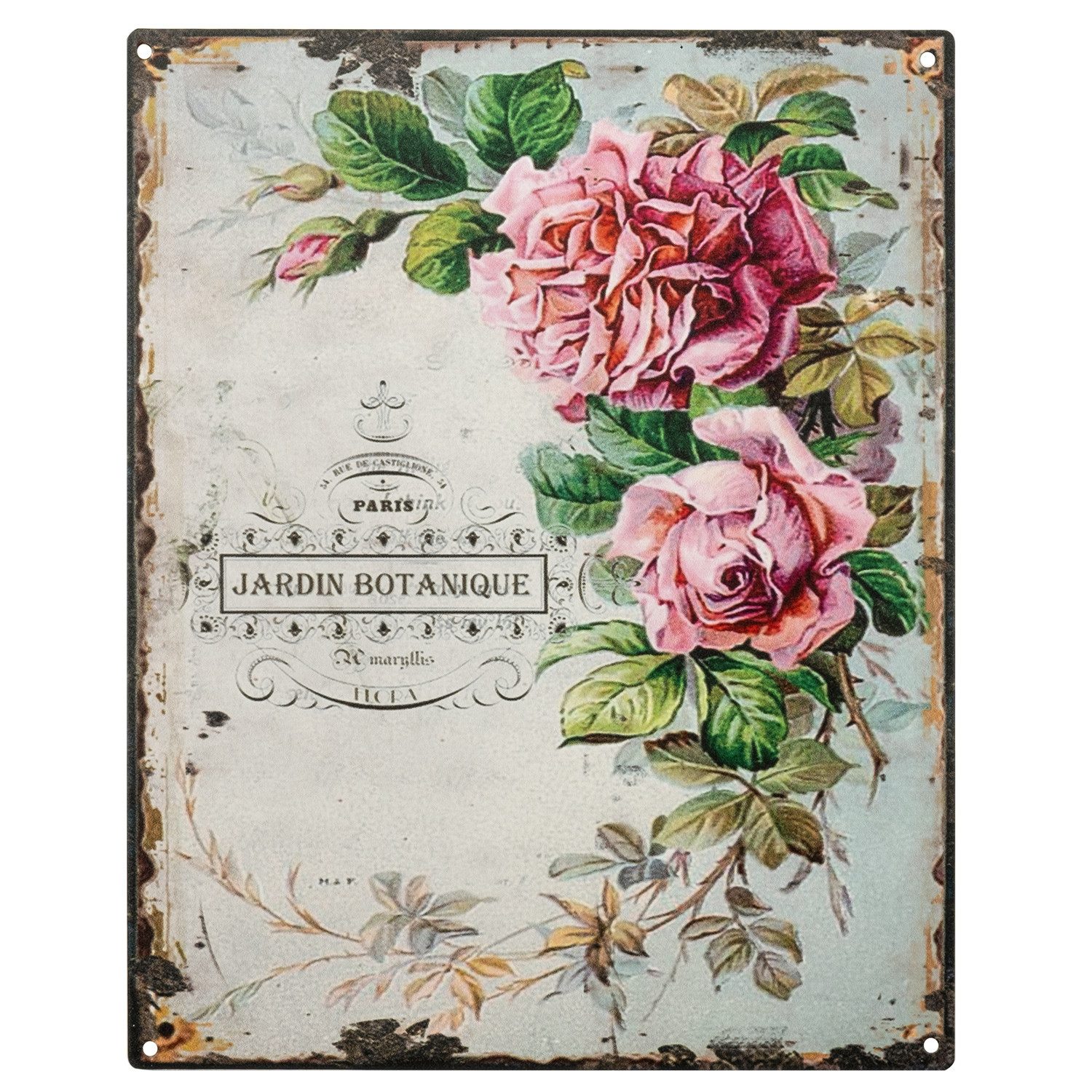 Moritz Metallschild Blechschild Rose Jardin Botanique, (Einzeln), 20 x 25cm günstig online kaufen