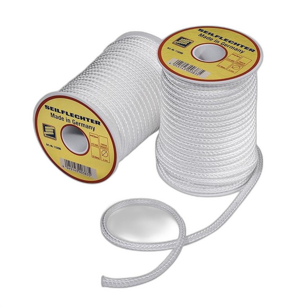 Seilflechter Fibronleine geflochten, 5mm, 20m auf Spule, weiß, 410 daN Seil