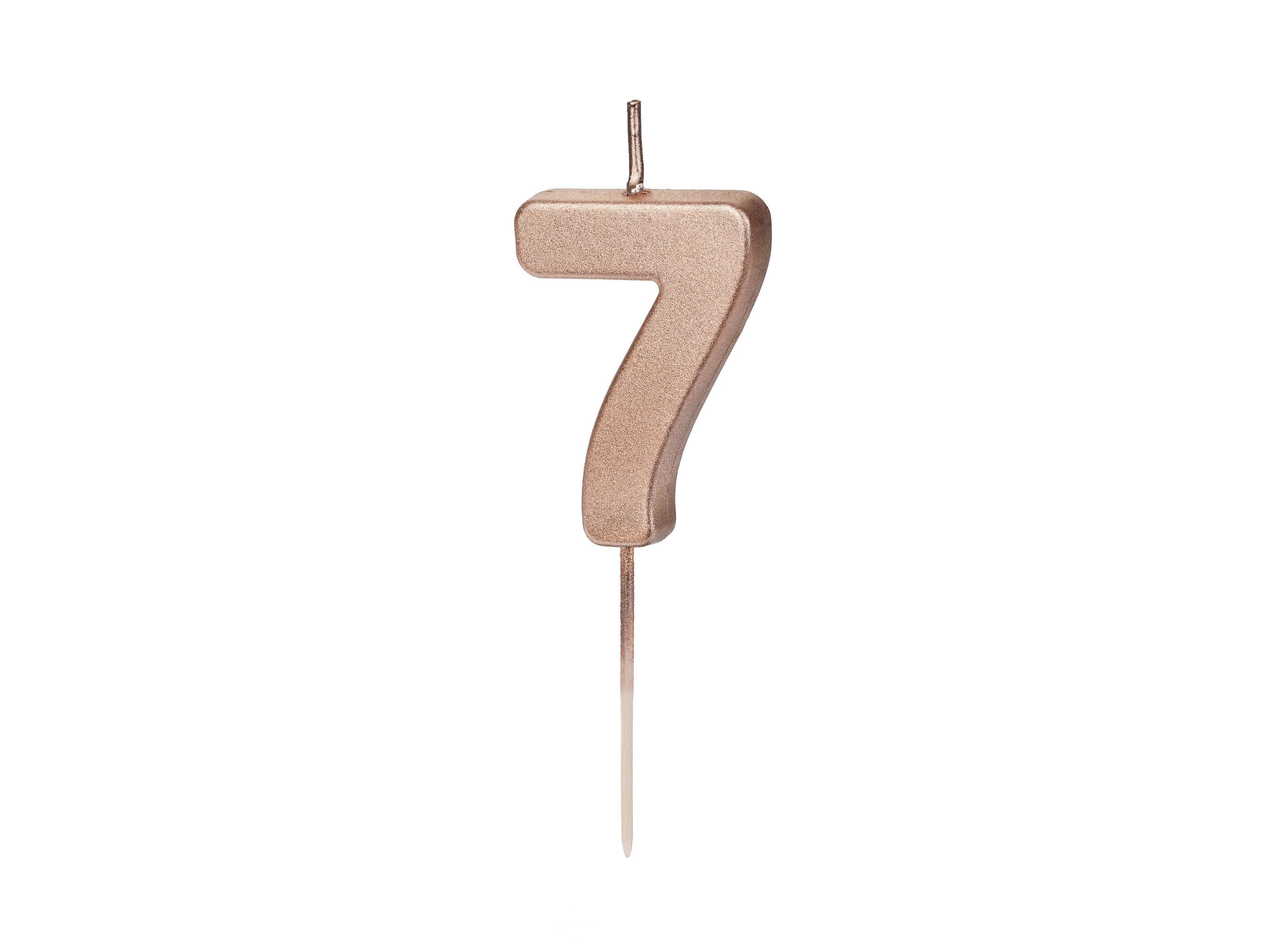 partydeco Geburtstagskerze, Geburtstagskerze Zahl 7 Zahlenkerze 4,5cm Rosegold