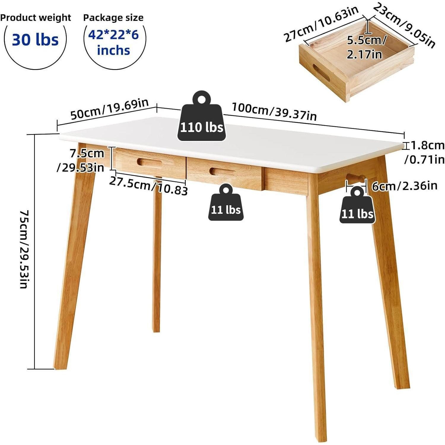 LuxusKollektion Schreibtisch Kleiner Computertisch Holz Schreibtisch Schublade Hängestange