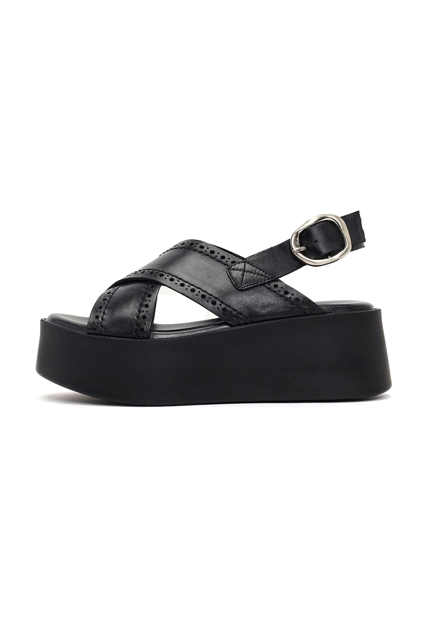 Keilabsatz-Sandalen aus Leder Sandale