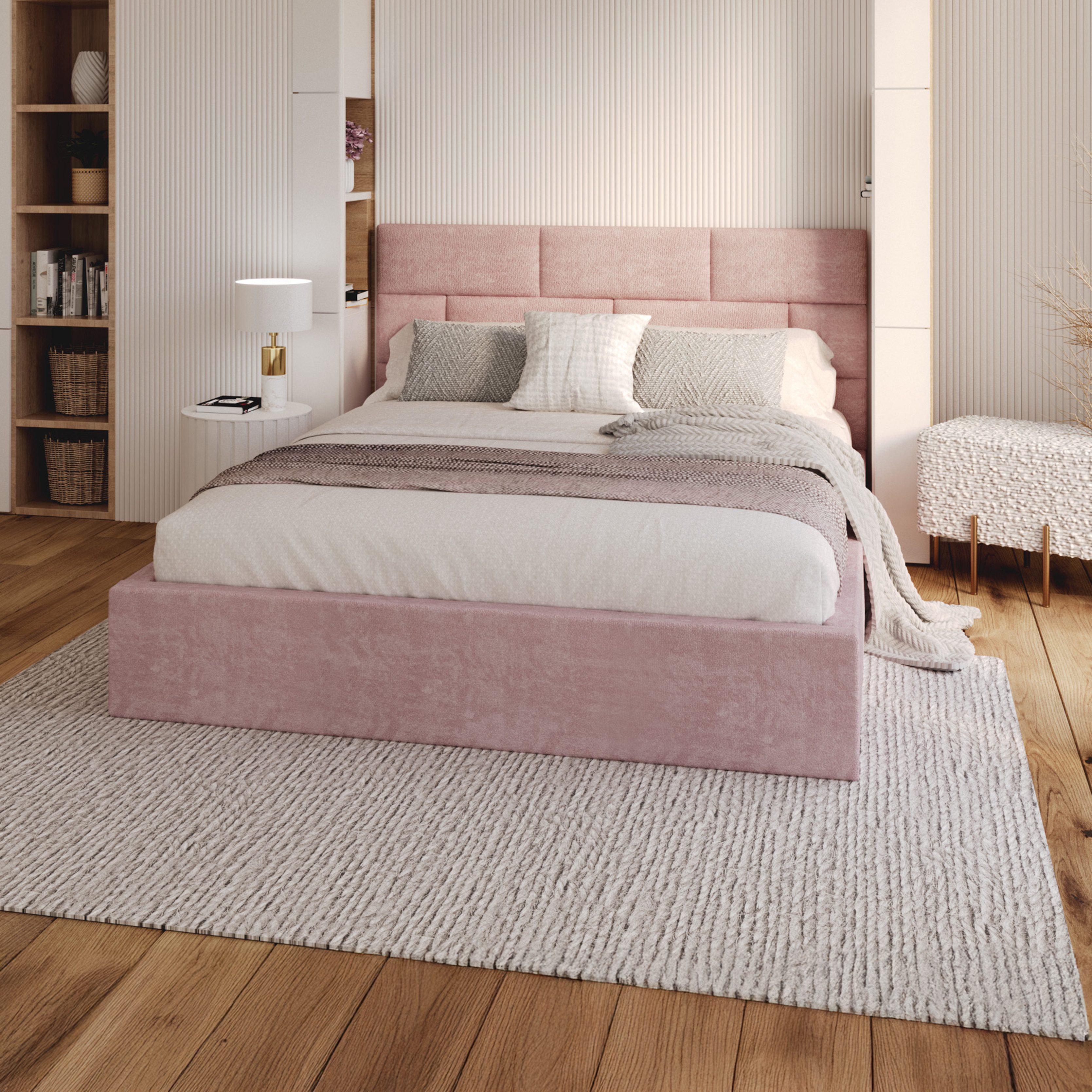 FDM Polsterbett ALA modern mit Bettkasten MADE IN EU - mit hochwertigem Velours Bezug (verfügbar 90x200 120x200 140x200 160x200 180x200cm, Bettrahmen, Bett, mit großen gepolsterten Kopfteil, mit Bettkasten zum aufklappen), Hebbarer Metallrahmen, Bettkasten, mit/ohne Matratze