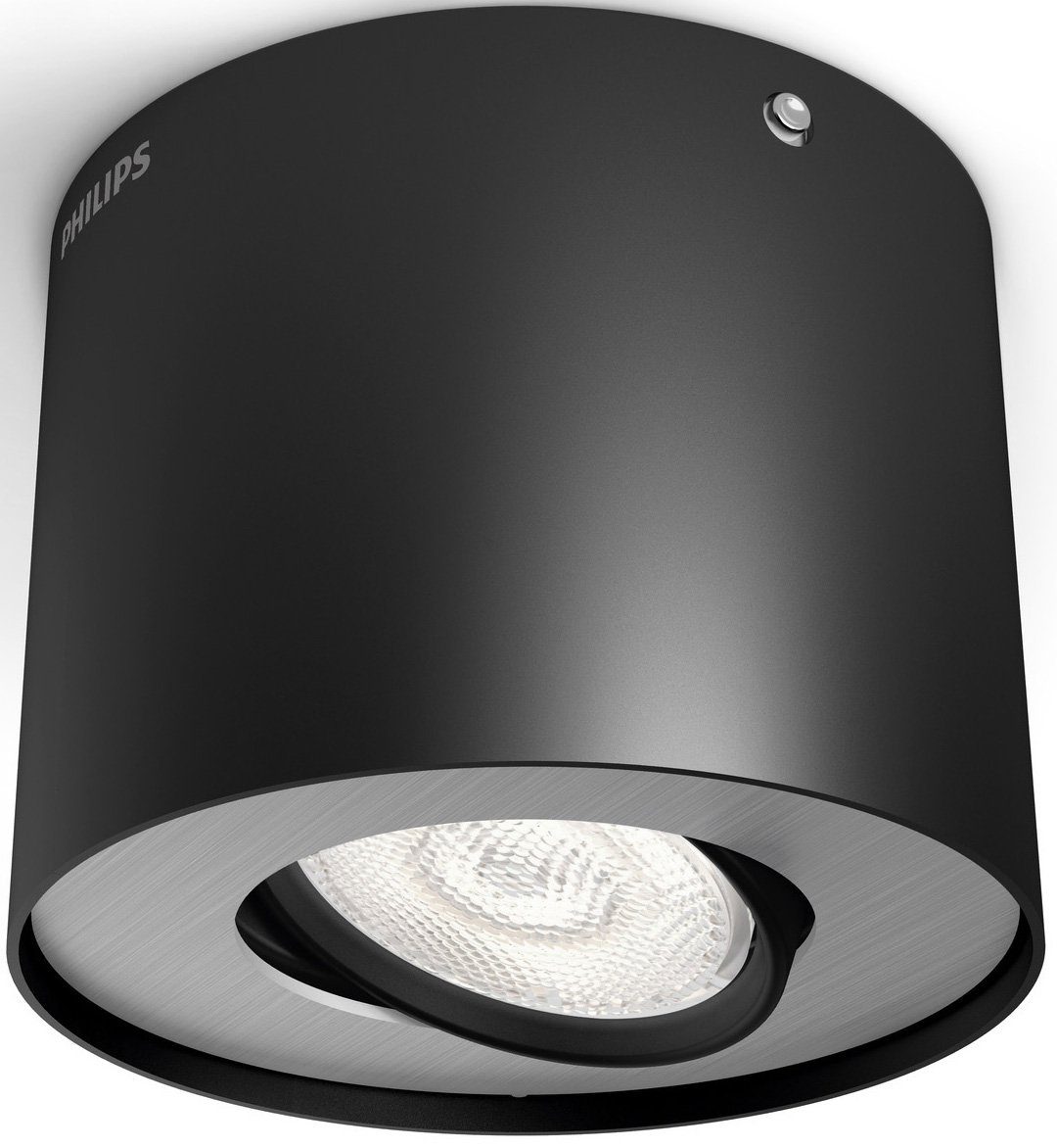 Philips Deckenspot Phase, LED fest integriert, Warmweiß, myLiving LED Spot 1flg. 500lm Schwarz | Deckenstrahler