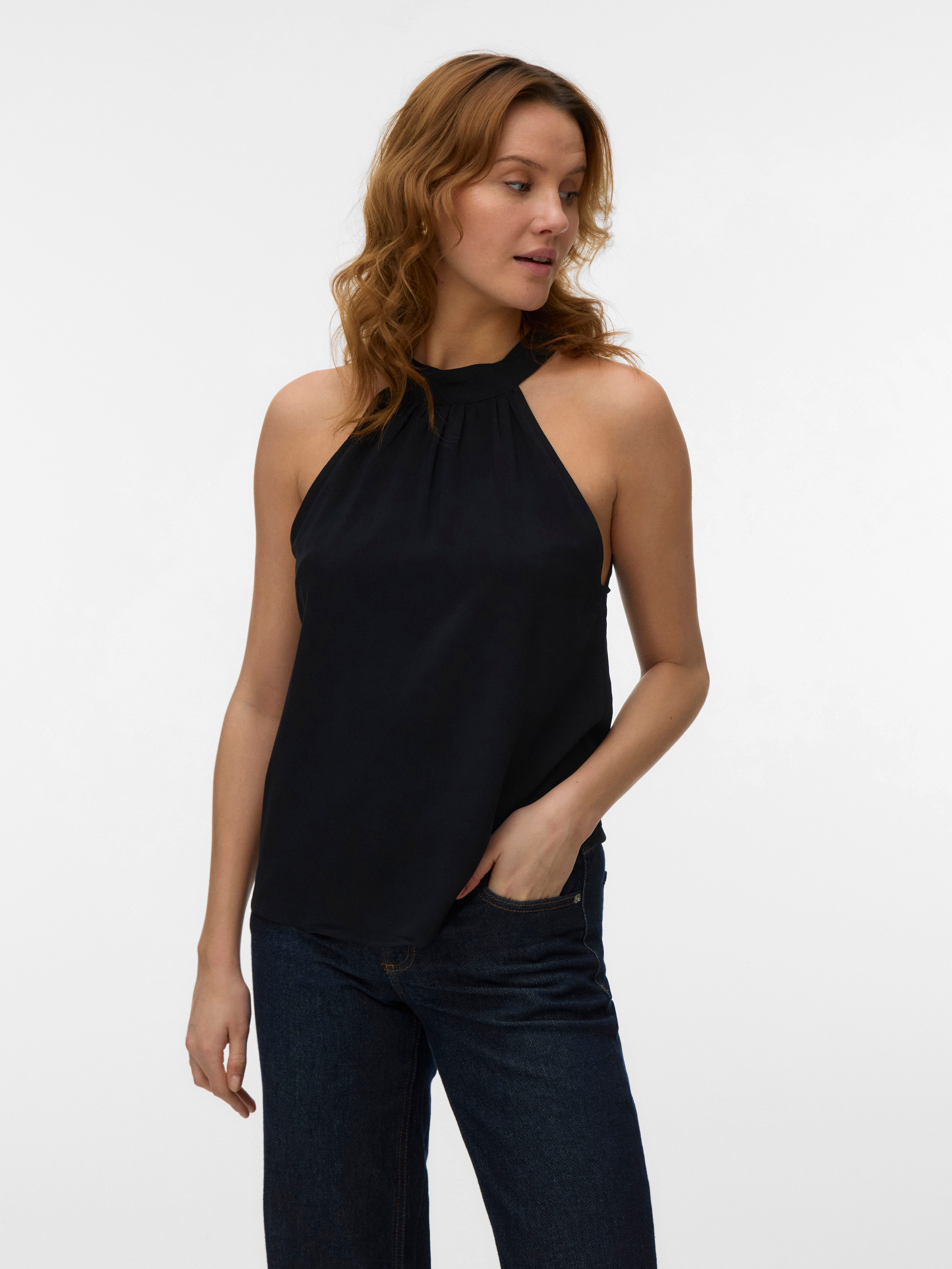 Vero Moda Neckholdertop VMEASY JOY S/L HALTER NECK TOP WVN Viskose