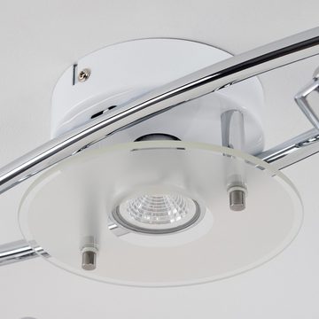 hofstein Deckenleuchte Deckenlampe aus Metall/Glas in Chromfarben/Weiß/Klar, LED wechselbar, 3000 Kelvin, Leuchte mit verstellbaren Glasschirmen, 5 xGU10 5 W inkl., 400 Lumen