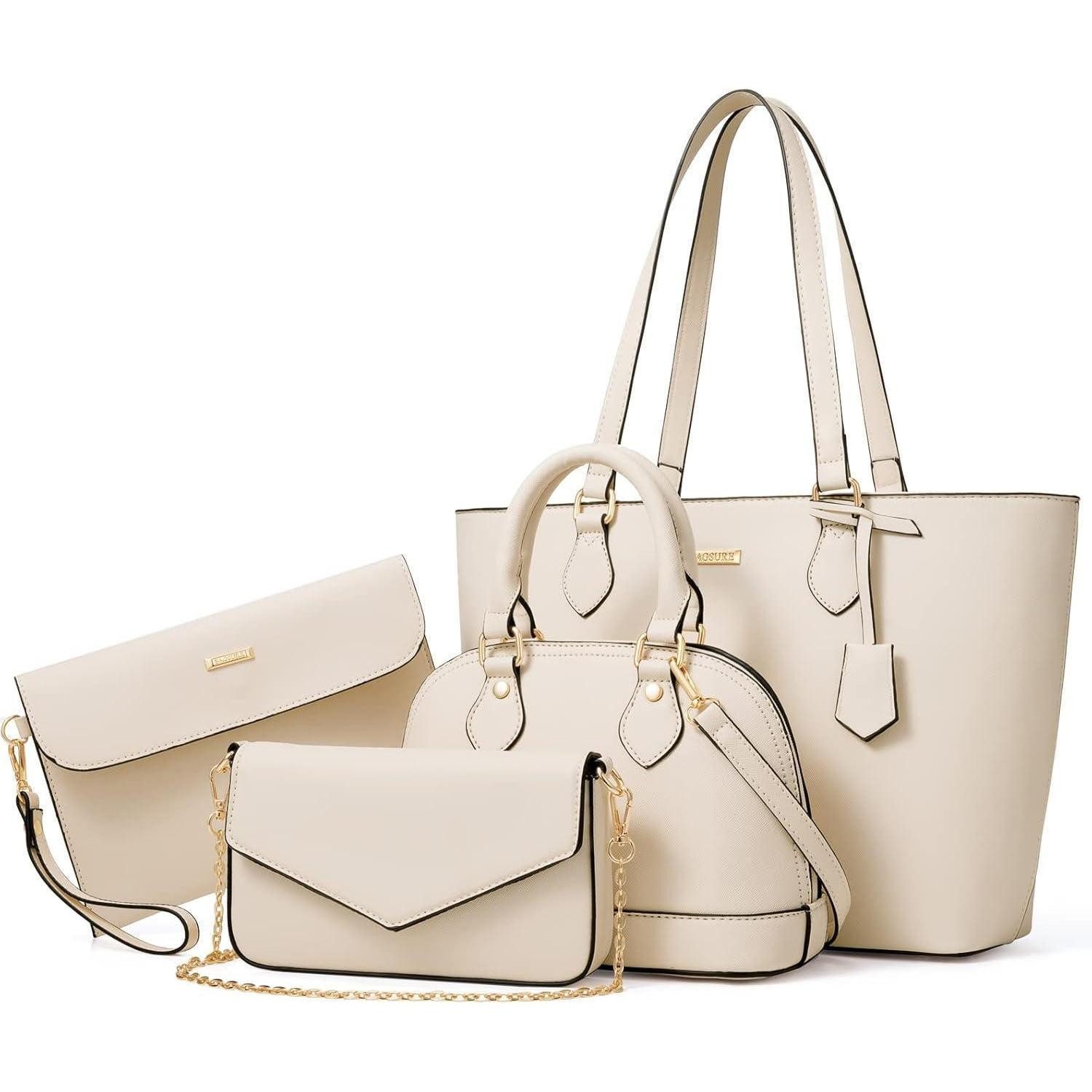 LuxusKollektion Handtasche Handtasche Damen Set Tragetasche Schultertasche 4-teilig Rosa