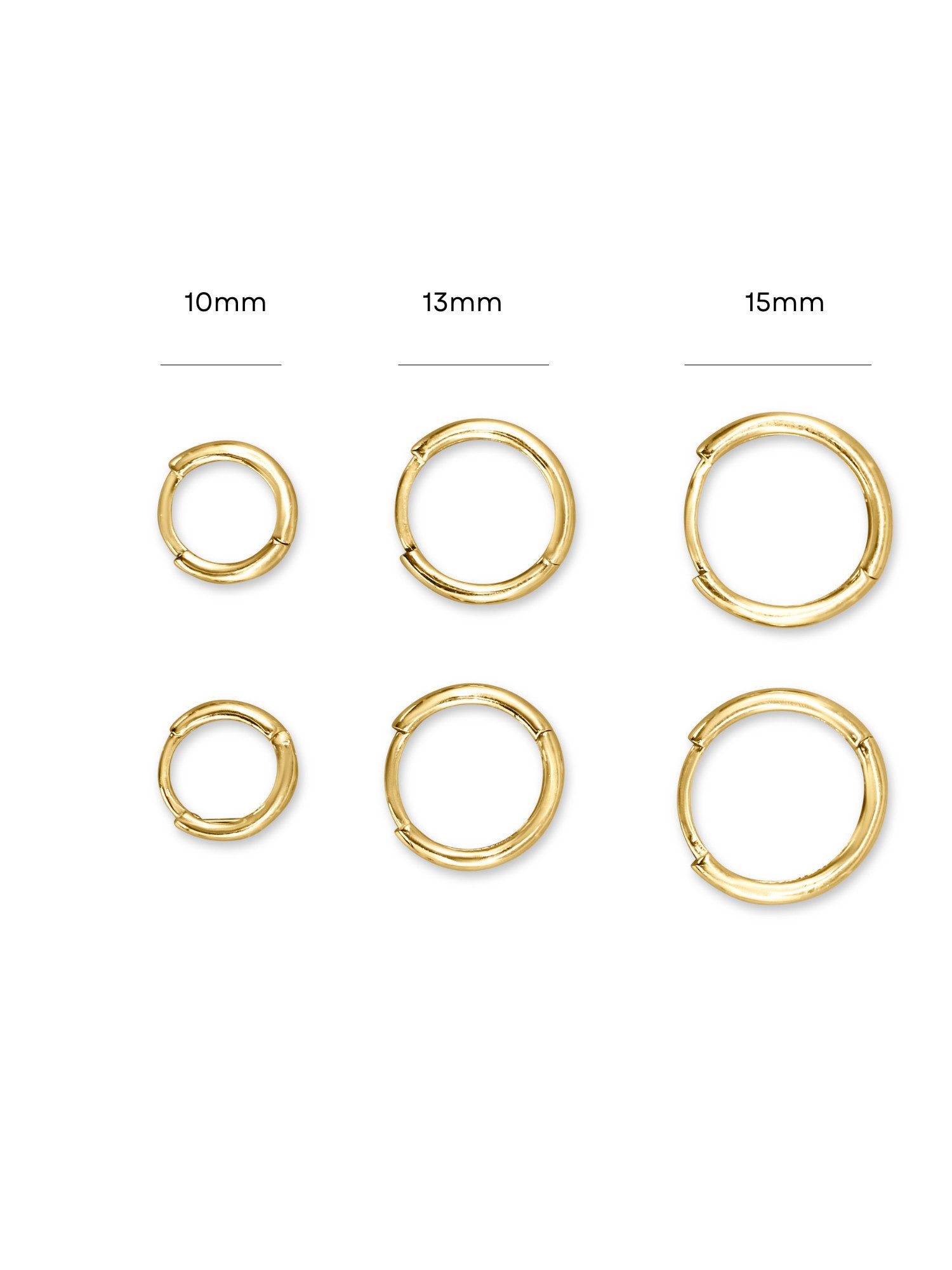 Antares Gold Paar Creolen aus 585 Gelbgold 14K, 10, 13, 15 mm oder als Set Goldohrringe