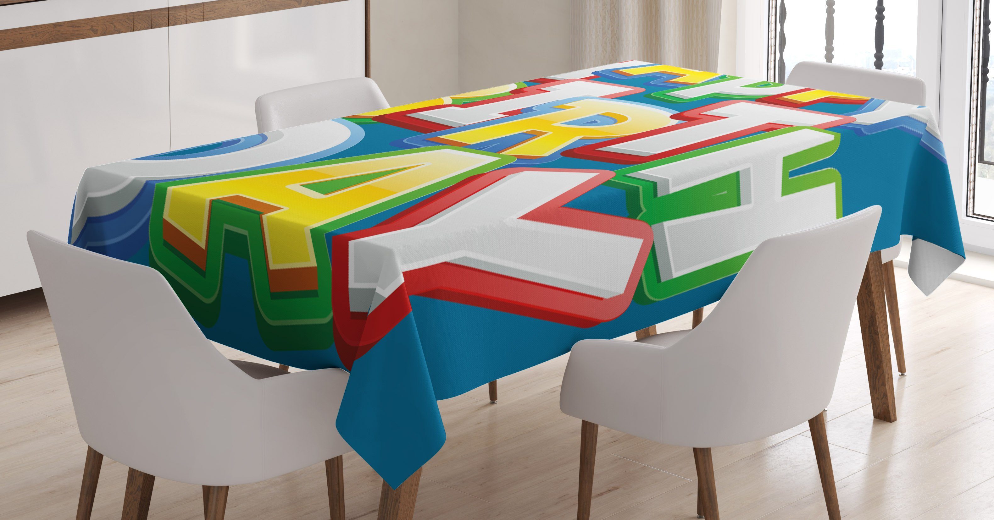 Klare Für Abakuhaus Waschbar Farben, Geburtstags-Beschriftung Tischdecke geeignet den Außen Farbfest Bereich Geburtstagsparty
