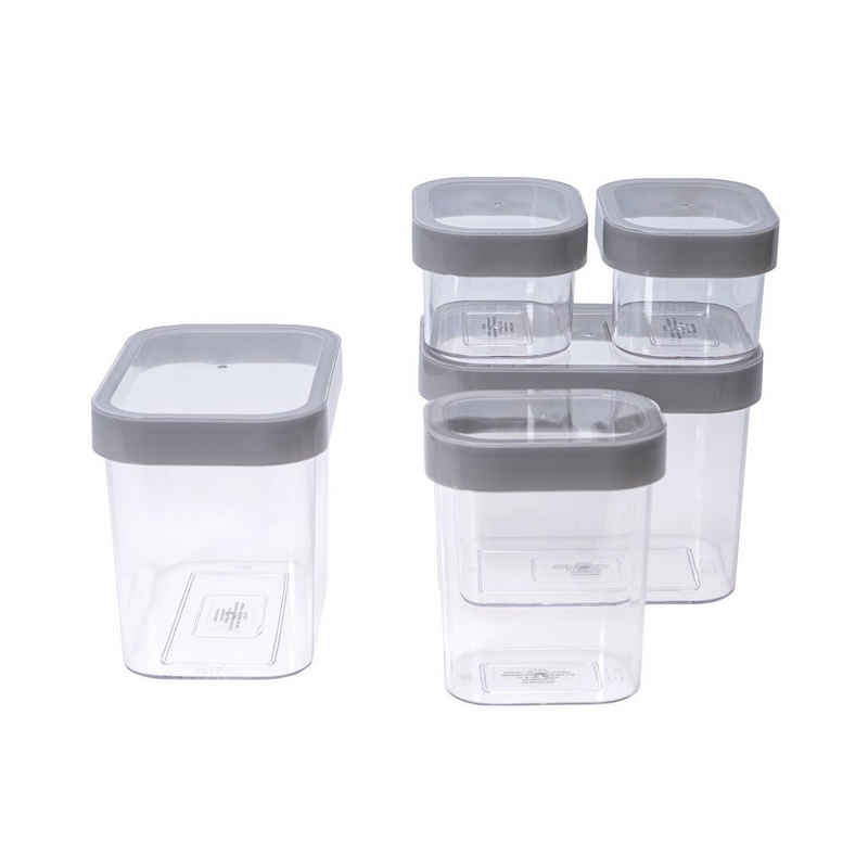kamelshopping Vorratsdose Vorratsdosen transparent mit Deckel aus Kunststoff, (5-tlg), Aufbewahrungsbox für Müsli, Nudeln, Reis