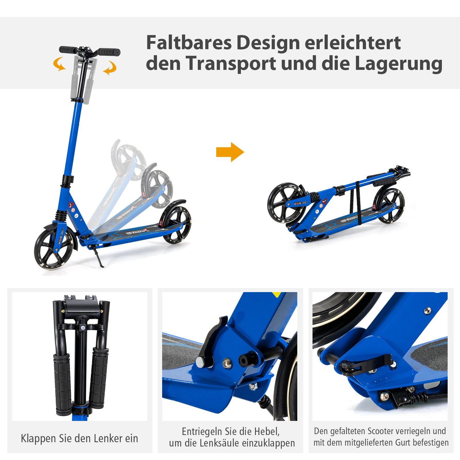 COSTWAY Scooter, Roller klappbar, kinder ab 8 jahre