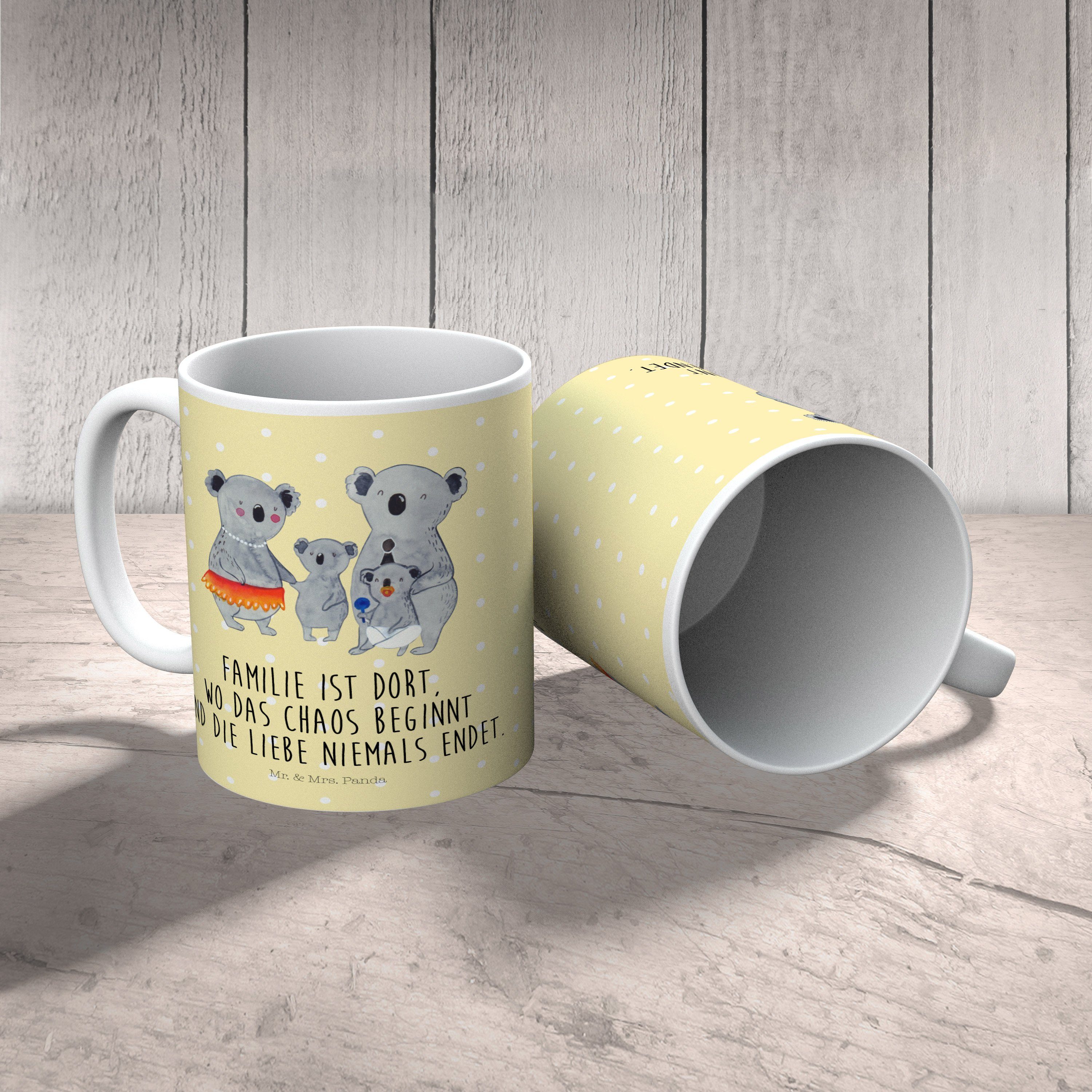 Mr. & Koalas, Kunststoffgeschirr, - Gelb Familie Pastell Koala Panda Kinderbecher Mrs. Kunststoff - Geschenk
