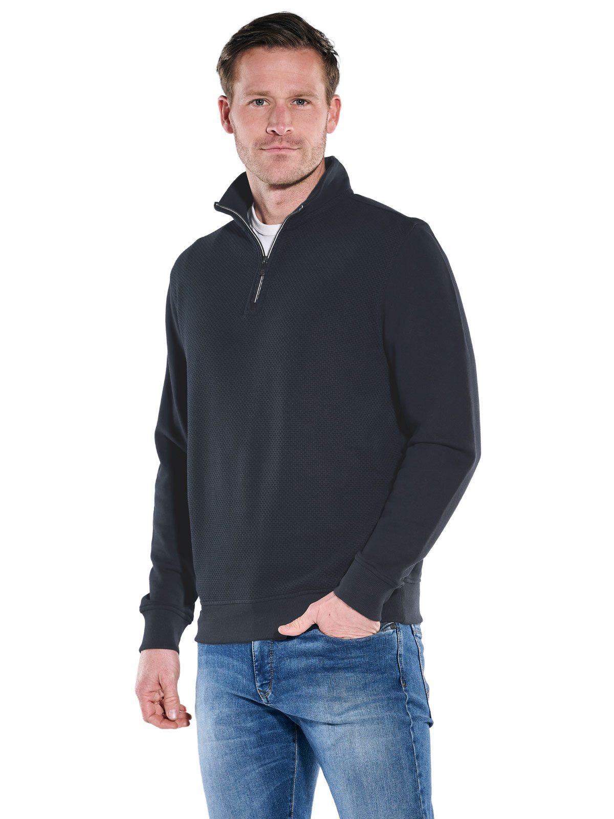 Engbers Sweatshirt Herren Sweatshirt Stehbund, Saphirblau günstig online kaufen