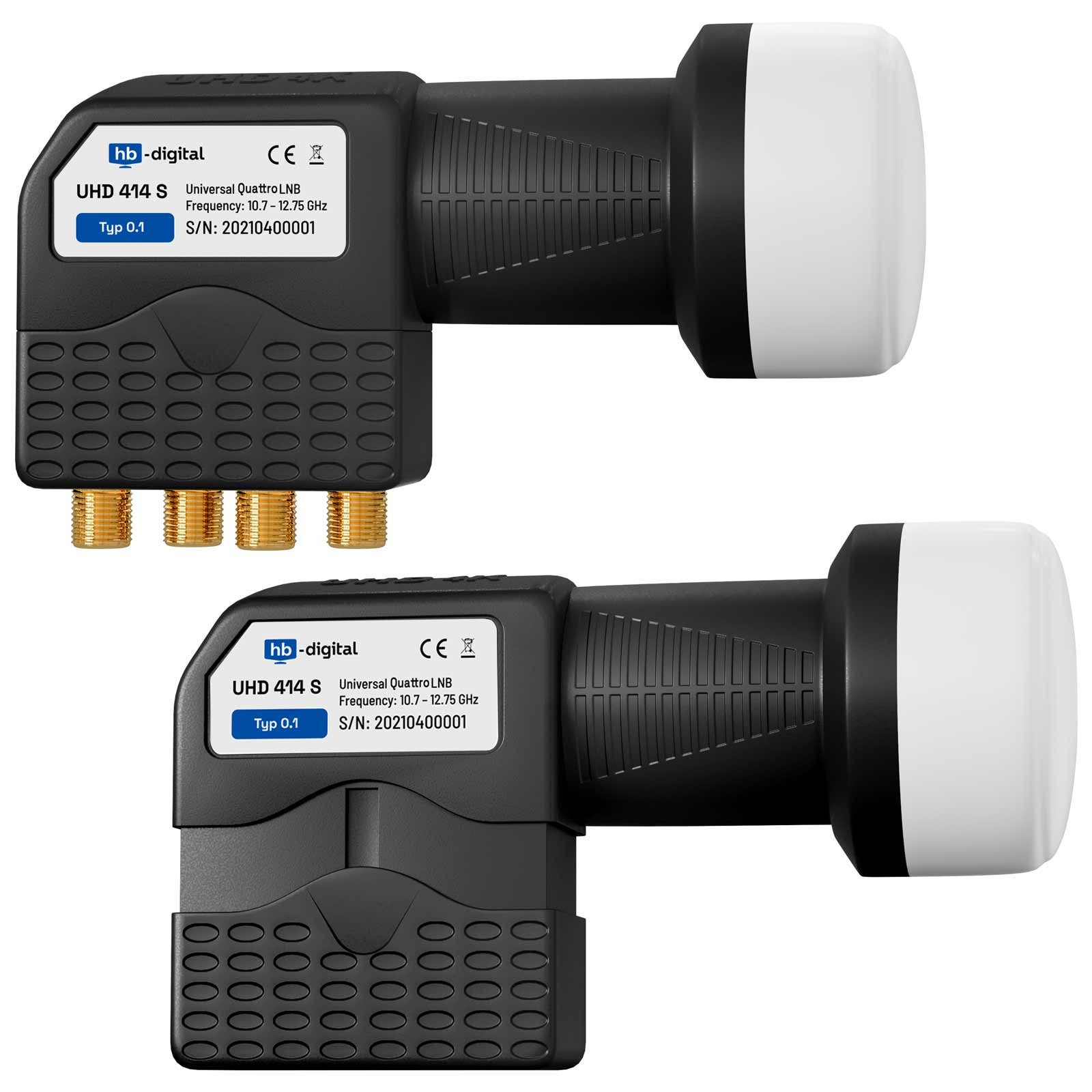 HB-DIGITAL LNB Quattro UHD 414S für Multischalter wasserdicht Universal-Single-LNB (für 4 Teilnehmer, Die vergoldeten F-Anschlüsse für noch bessere Signalübertragung)