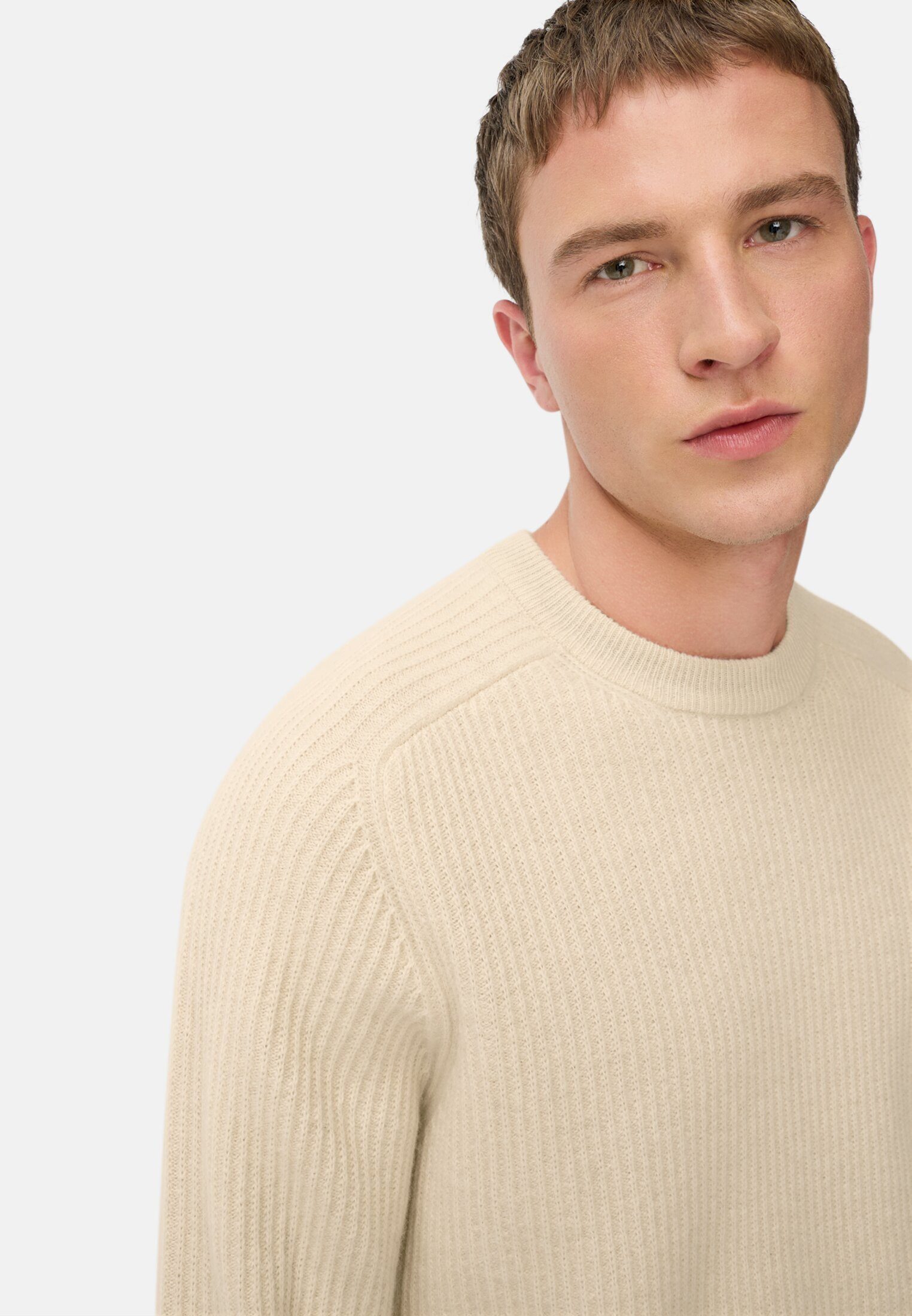 camel active Strickpullover aus reiner Lammwolle Langarm Markenlabel