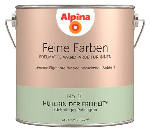 Alpina Wand- und Deckenfarbe Feine Farben No. 10 Hüterin der Freiheit®, Edelmütiges Patinagrün, edelmatt, 2,5 Liter Hüterin der Freiheit No. 10