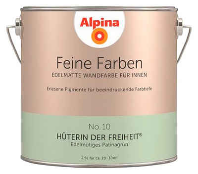 Alpina Wand- und Deckenfarbe Feine Farben No. 10 Hüterin der Freiheit®, Edelmütiges Patinagrün, edelmatt, 2,5 Liter