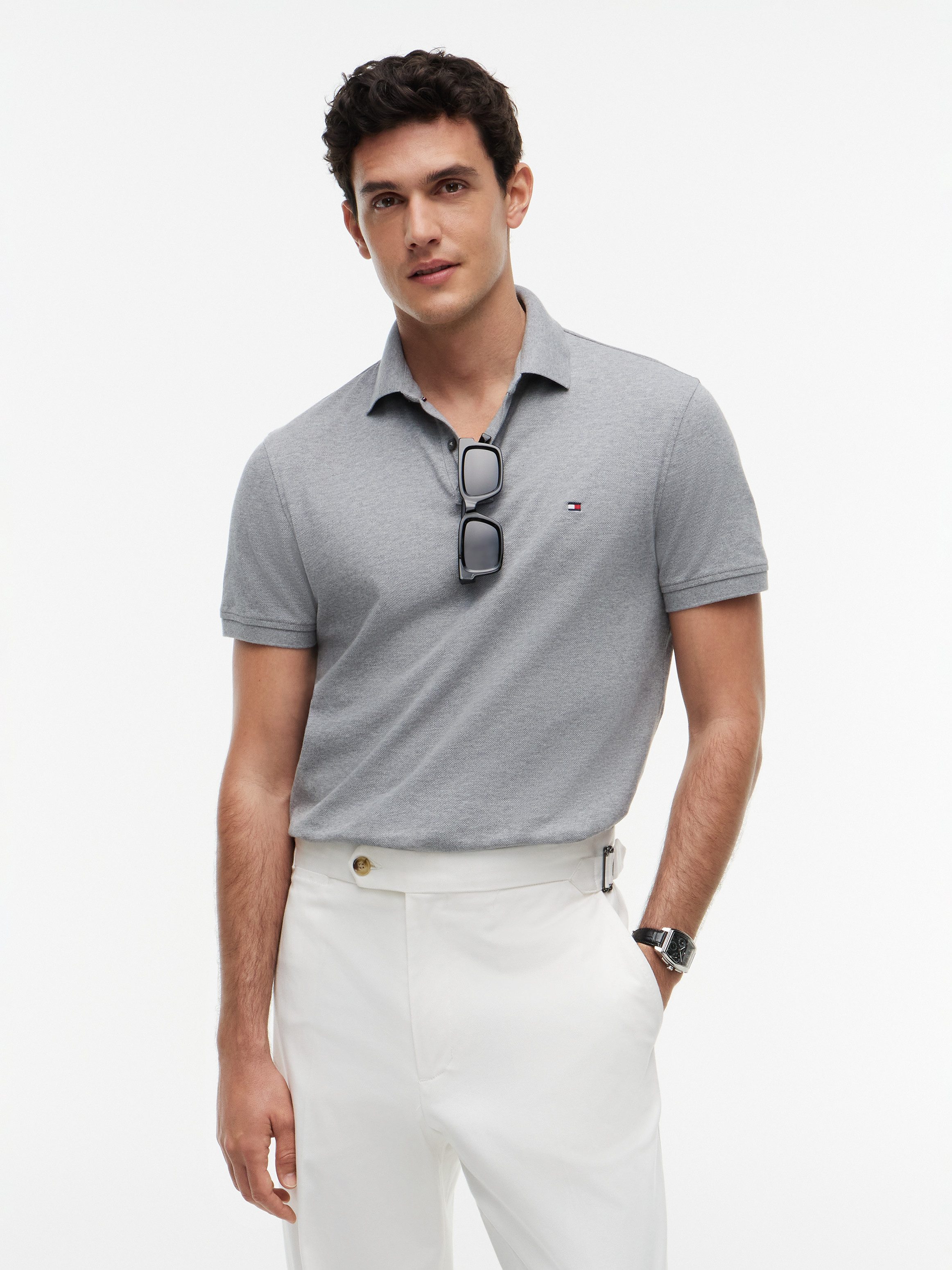 Tommy Hilfiger Poloshirt 1985 REGULAR POLO mit Kontraststreifen und Knopfleiste unifarben, sportlich, regular fit, Baumwollmix, Polokragen