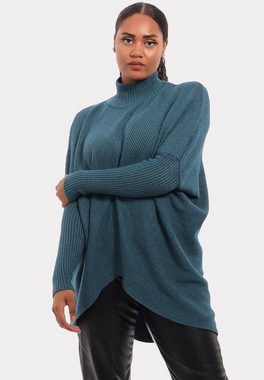 YC Fashion & Style Longpullover Stehkragen-Pullover in gerippter Elastik-Qualität (1-tlg) in Unifarbe, mit Stehkragen