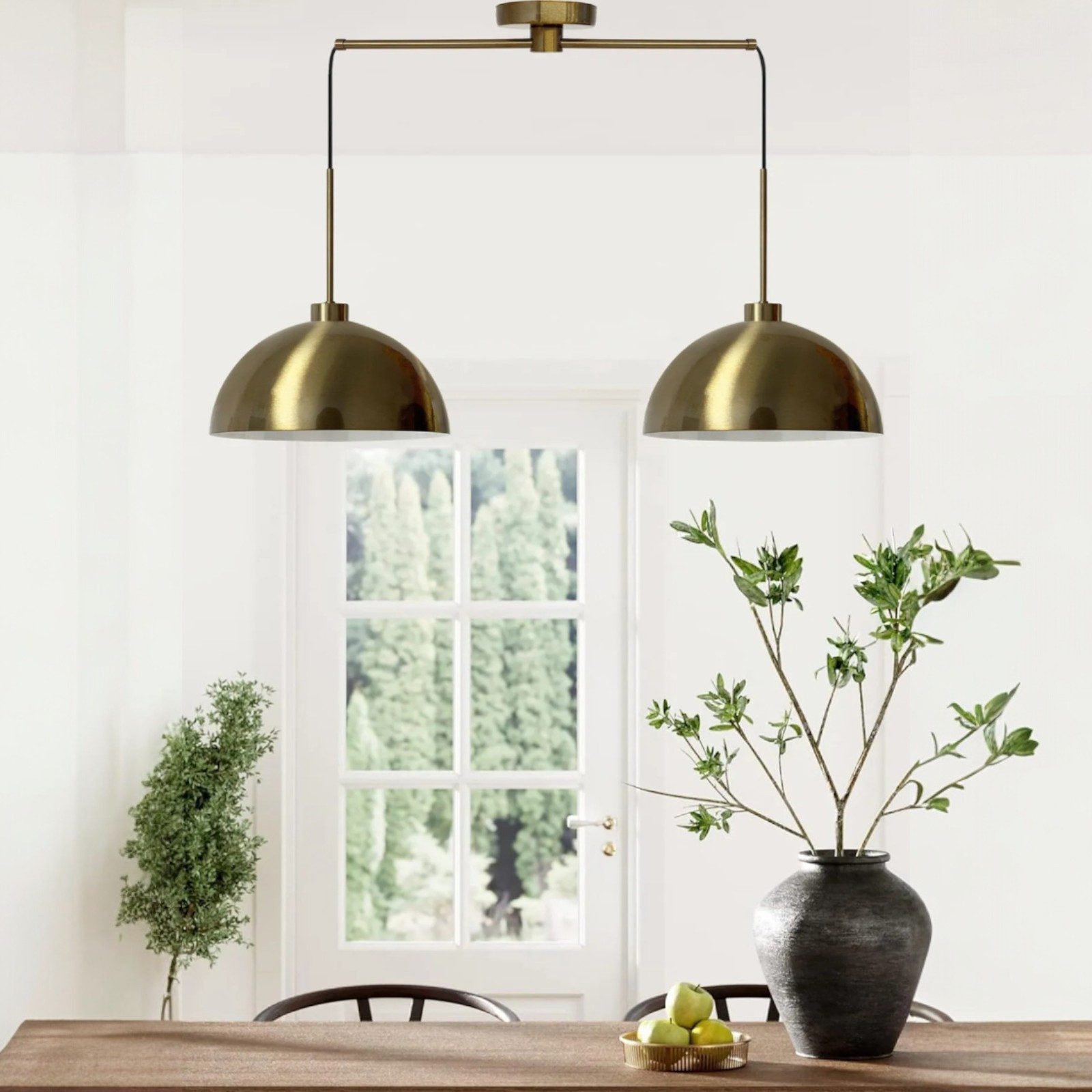 Bamyum Pendelleuchte Pendelleuchte Lipeo 2 Flammig Getrommelt Ø30 cm, E27, Vintage Lampe, ohne Leuchtmittel, E27, Dimmbar, Einstellbare Kabellänge