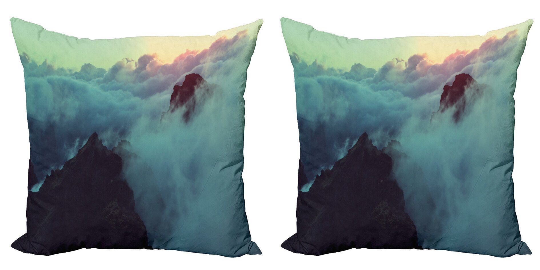 Kissenbezüge Modern Accent Doppelseitiger Digitaldruck, Abakuhaus (2 Stück), Natur Sunset Blick über die Hügel