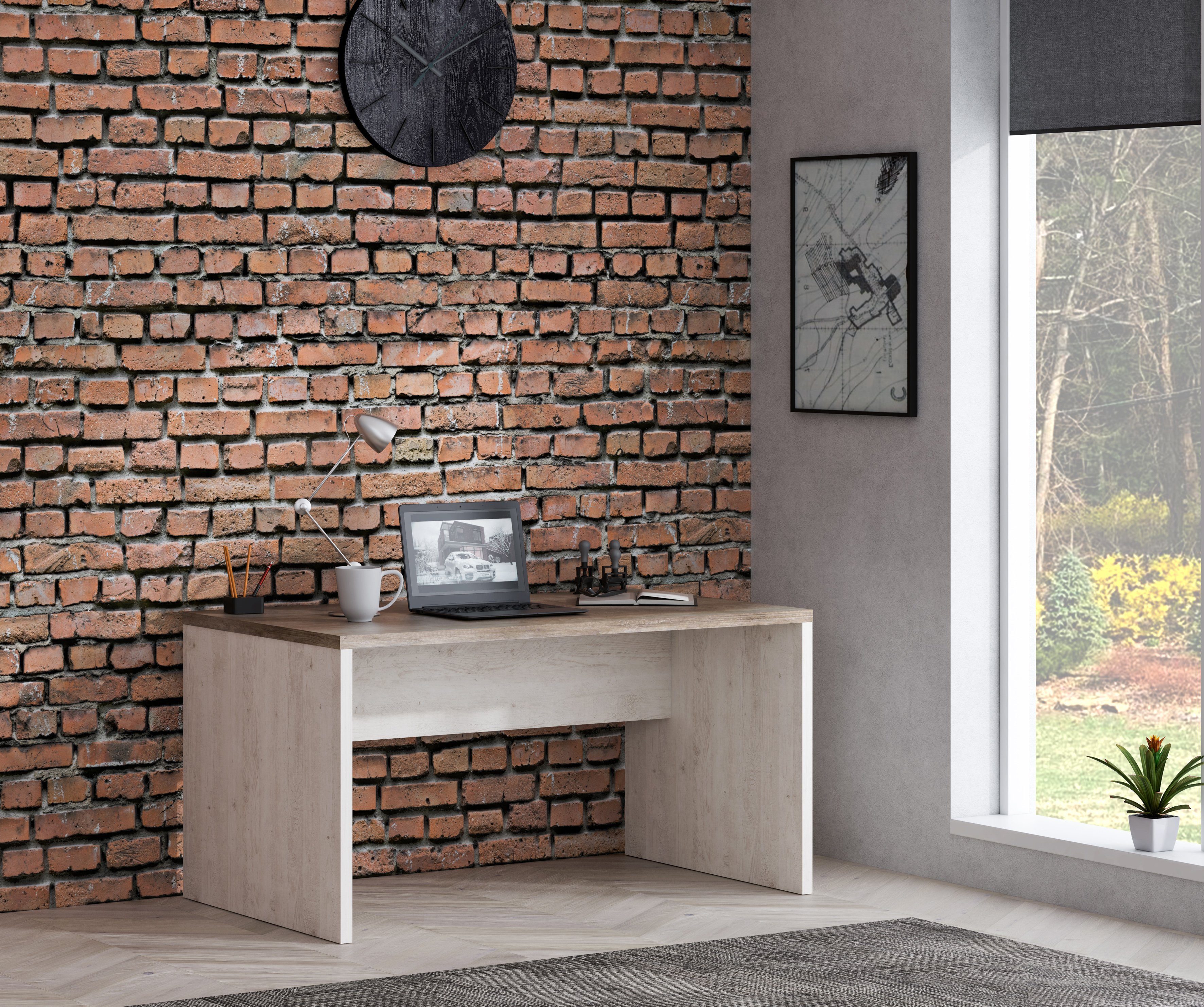 FORTE Schreibtisch Duro, Computertisch, in 140 oder 160 cm Breite, im Landhausstil