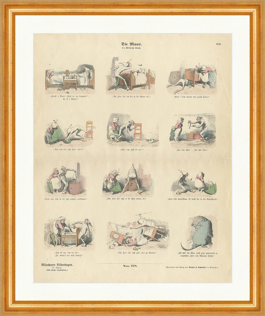 Kunstdruck Die Maus Wilhelm Busch Fangen Fass Fischer Münchener Bilderbogen 278 G