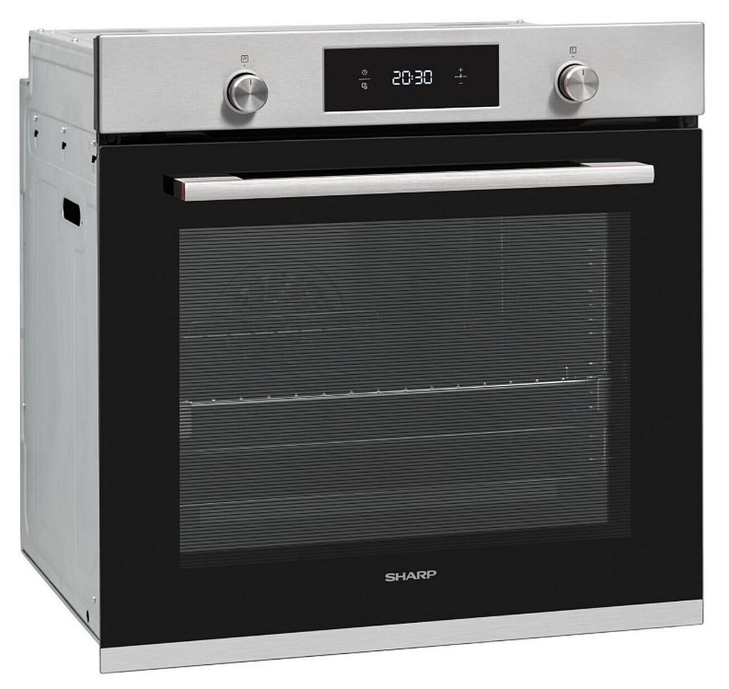 Sharp Backofen 78 Liter Pyrolyse Funktion Edelstahl 1-fach Vollauszug K-71P28INM-EU, mit 1-fach Vollauszug