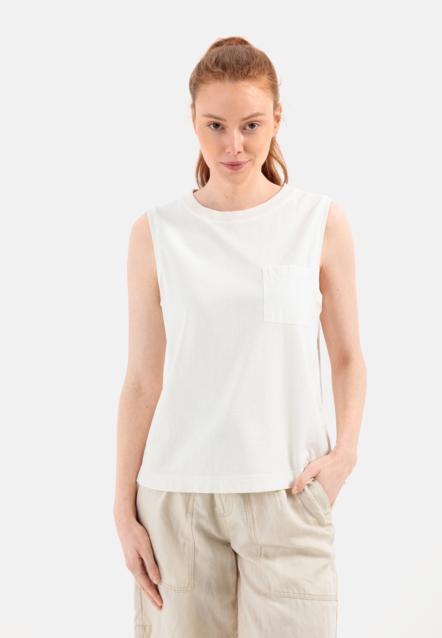 camel active Shirttop mit Brusttasche Weiß