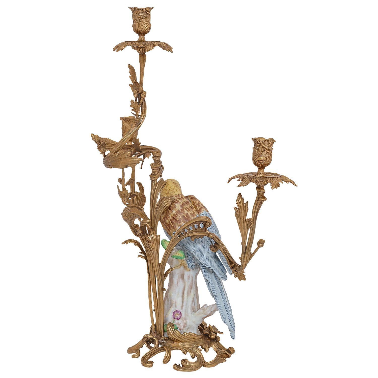 Aubaho Kerzenhalter 6 Papagei Kerzenständer Kerzenständer Porzellan Bronze Vogel Antik-Stil