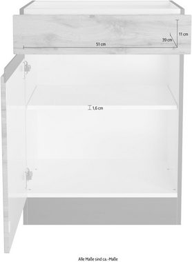 Kochstation Unterschrank KS-Riesa Breite 60 cm, MDF-Fronten