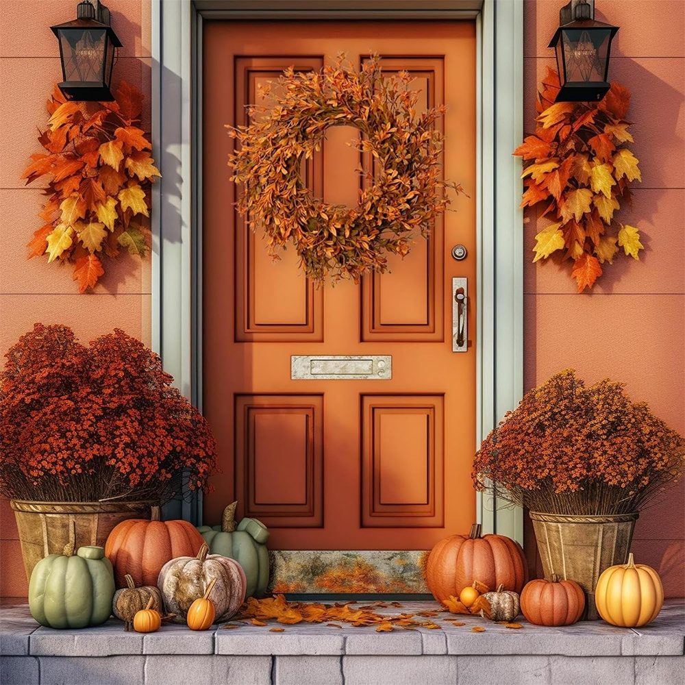 Agger Dekokranz 43 cm Realistischer Herbstkranz, ideal für die Haustür, Außenbereich, Innen- und Außendekorationen, Herbst-Hausschmuck und Halloween – Bild 5 von 5