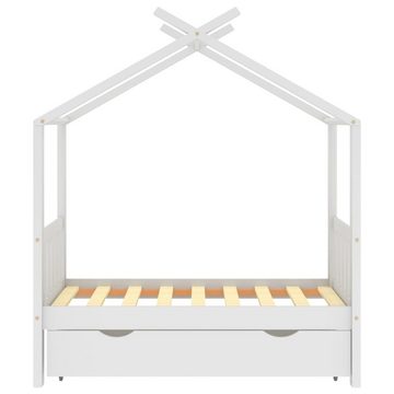 vidaXL Kinderbett Kinderbett Himmelbett mit Schublade Weiß Massivholz Kiefer 70x140 cm