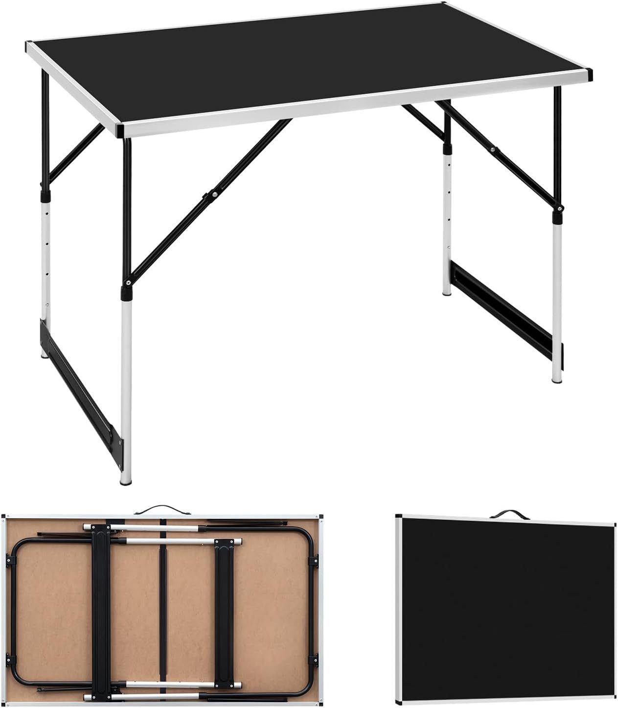 Woltu Campingtisch (1-St), Klapptisch höhenverstellbar, Aluminium Stahl MDF