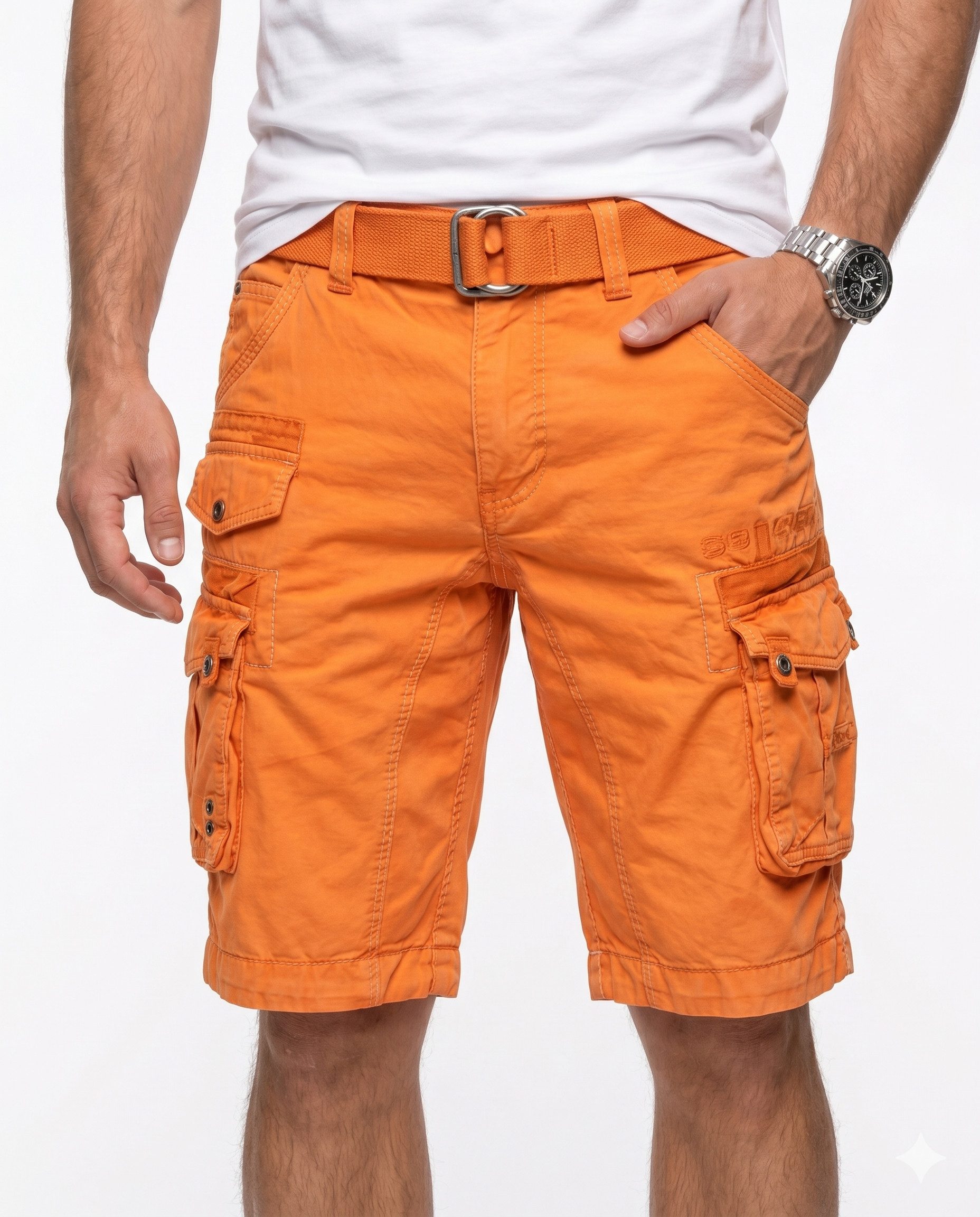 Geographical Norway Cargoshorts kurze Hose aus Baumwolle, Sommer-Bermuda (1-tlg) Herrenshorts mit Gürtel Größe S bis 5XL