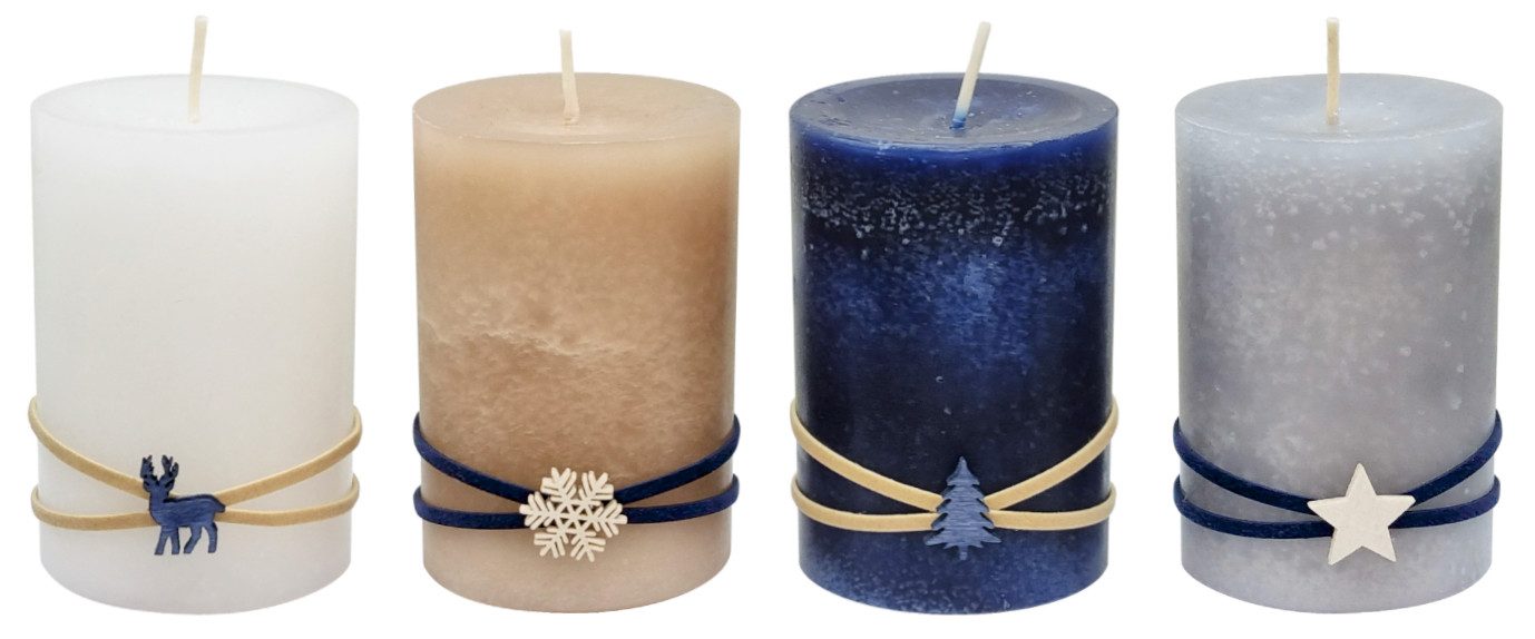 ZauberDeko Adventskerze Adventskerze Blau Grau Beige günstig online kaufen