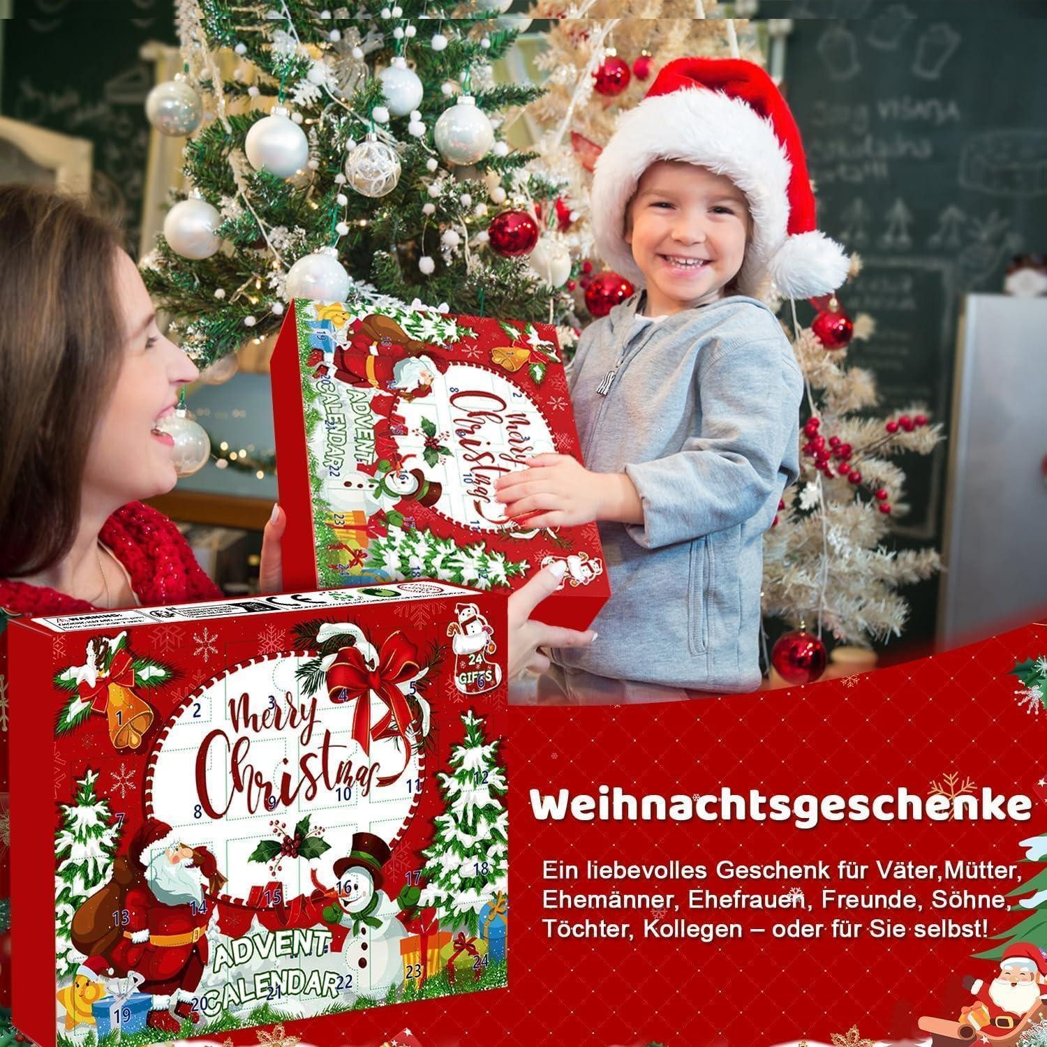 LuxusKollektion Adventskalender Adventskalender Socken 24 Paar Weihnachten Geschenk Rot-39-45 – Bild 2 von 5