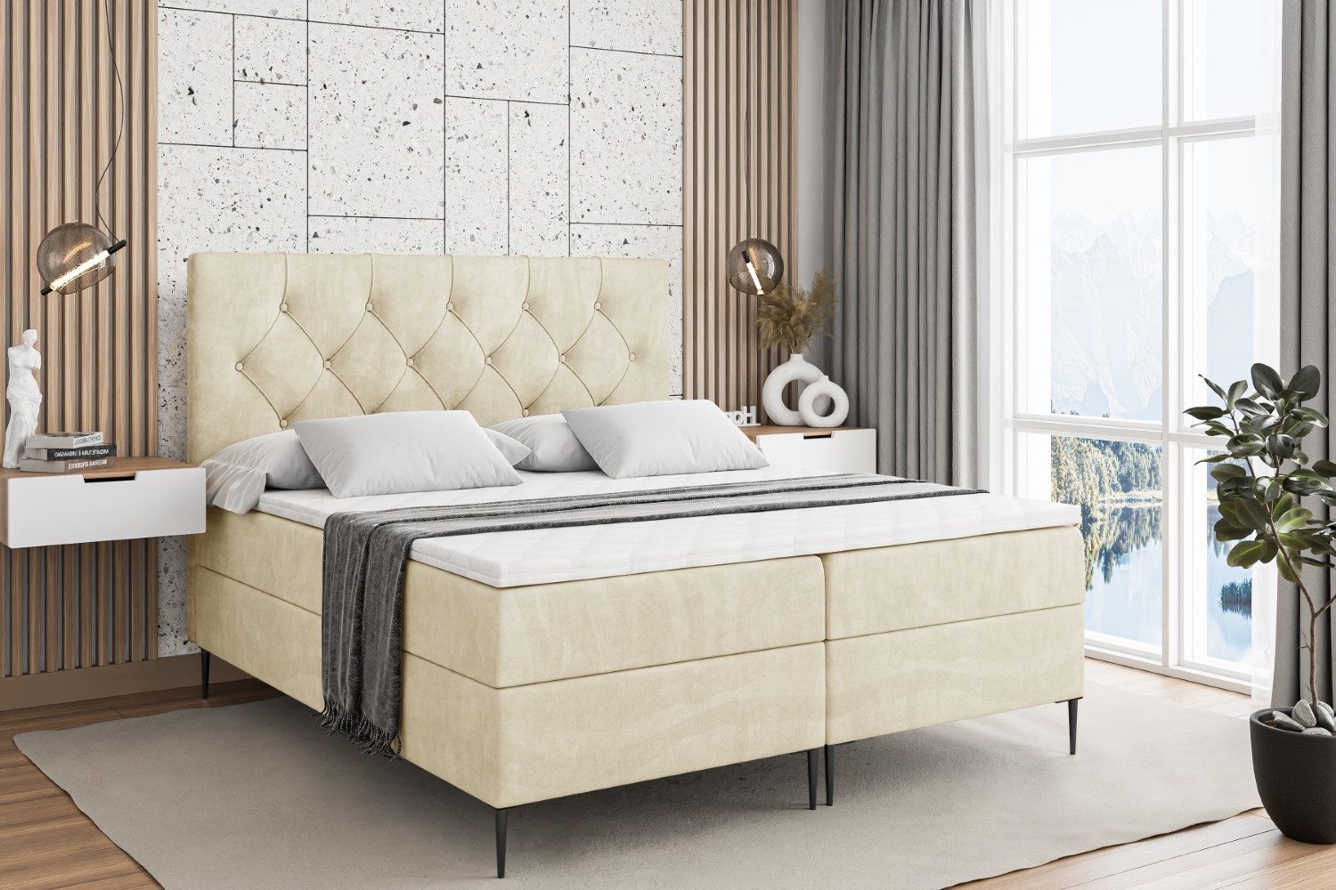 ALTDECOR Boxbett MIRAGE-F (Multipocket-Matratze H4, H3 Matratze Bonellfederung, Topper, Kopfteil)