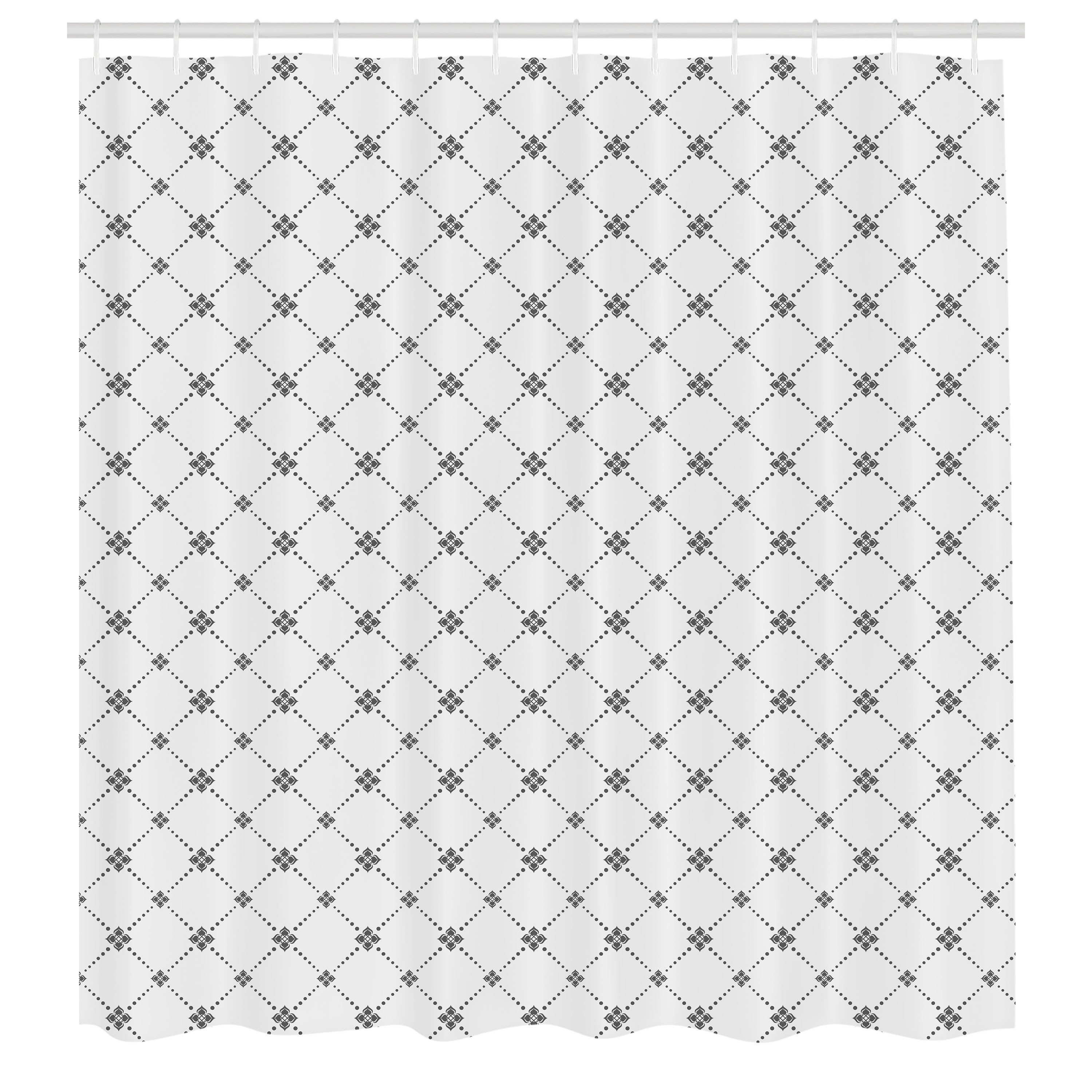 Abakuhaus Duschvorhang Moderner Digitaldruck mit 12 Haken auf Stoff Wasser Resistent Breite 175 cm, Höhe 180 cm, Geometrisch Gepunktete Moderne Blumen