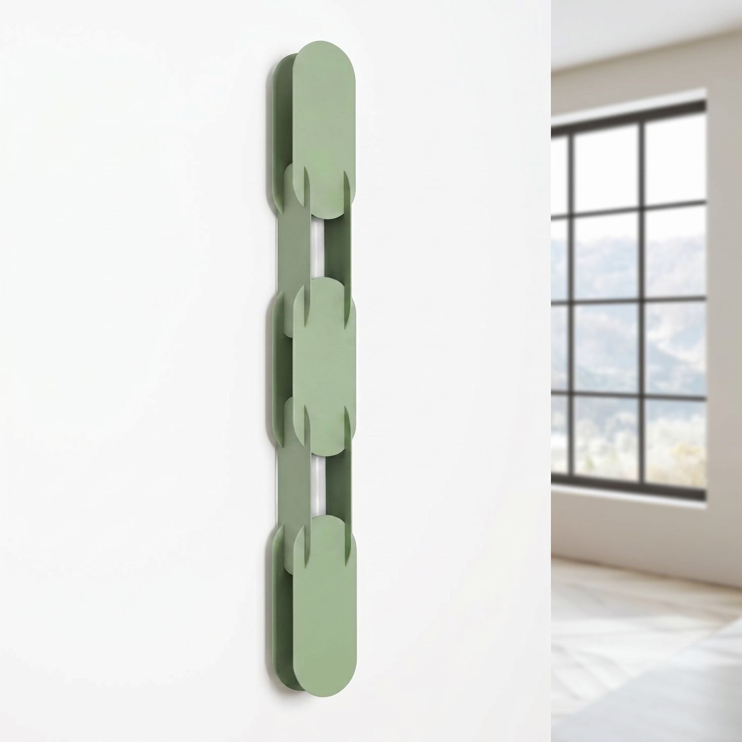 Licht-Erlebnisse Wandleuchte HENRI, LED fest integriert, Neutralweiß, LED dimmbar Metall H: 91 cm Salbei länglich 4000 K 1177 lm Modern