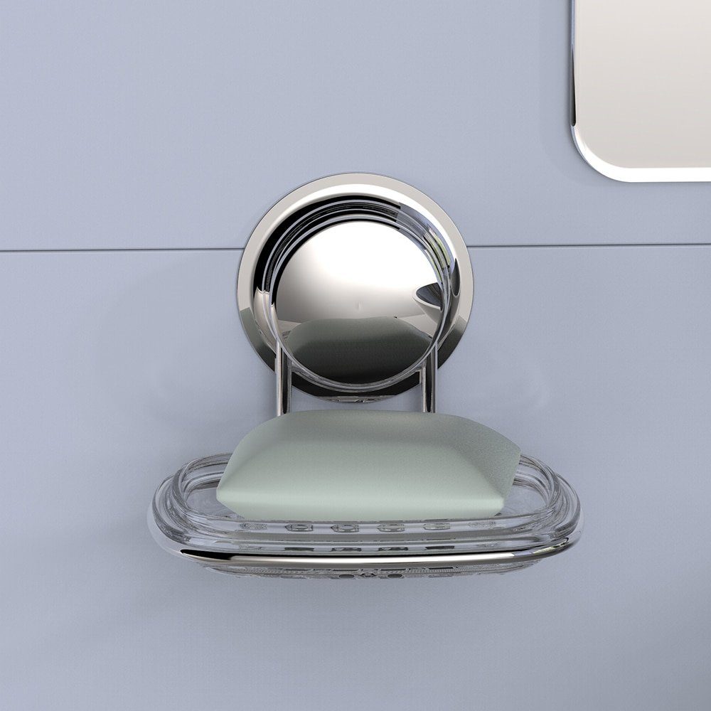 Verchromter Silber Oval Seifenhalter Abfluss, mit Chrom, Saugnapf, Haiaveng Seifenhalter Seifenschale,
