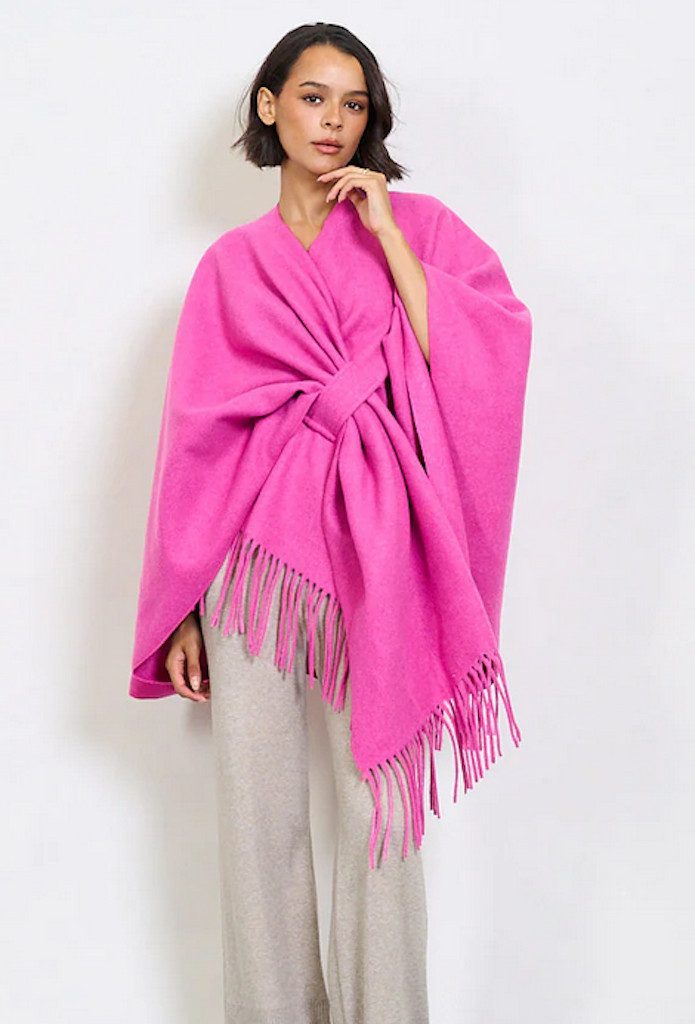 BZNA Poncho BZNA Valerie Strickponcho - Wolltuch mit Fransen - Cape MADE IN ITALY mit Fransen