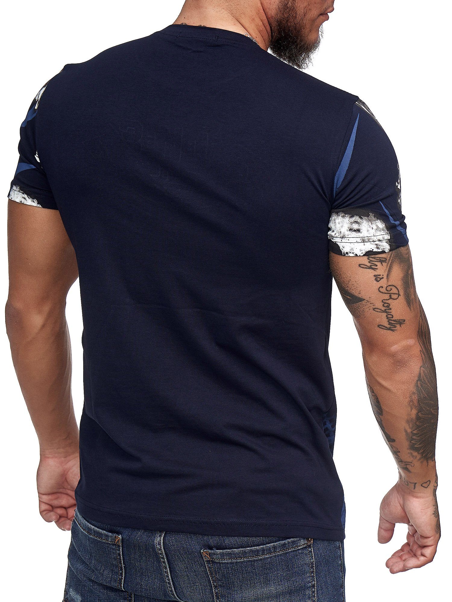 Polo Tee, Dark 1-tlg., TS-19-1194C Casual im modischem Navy Design) Freizeit (Shirt OneRedox T-Shirt Kurzarmshirt Fitness