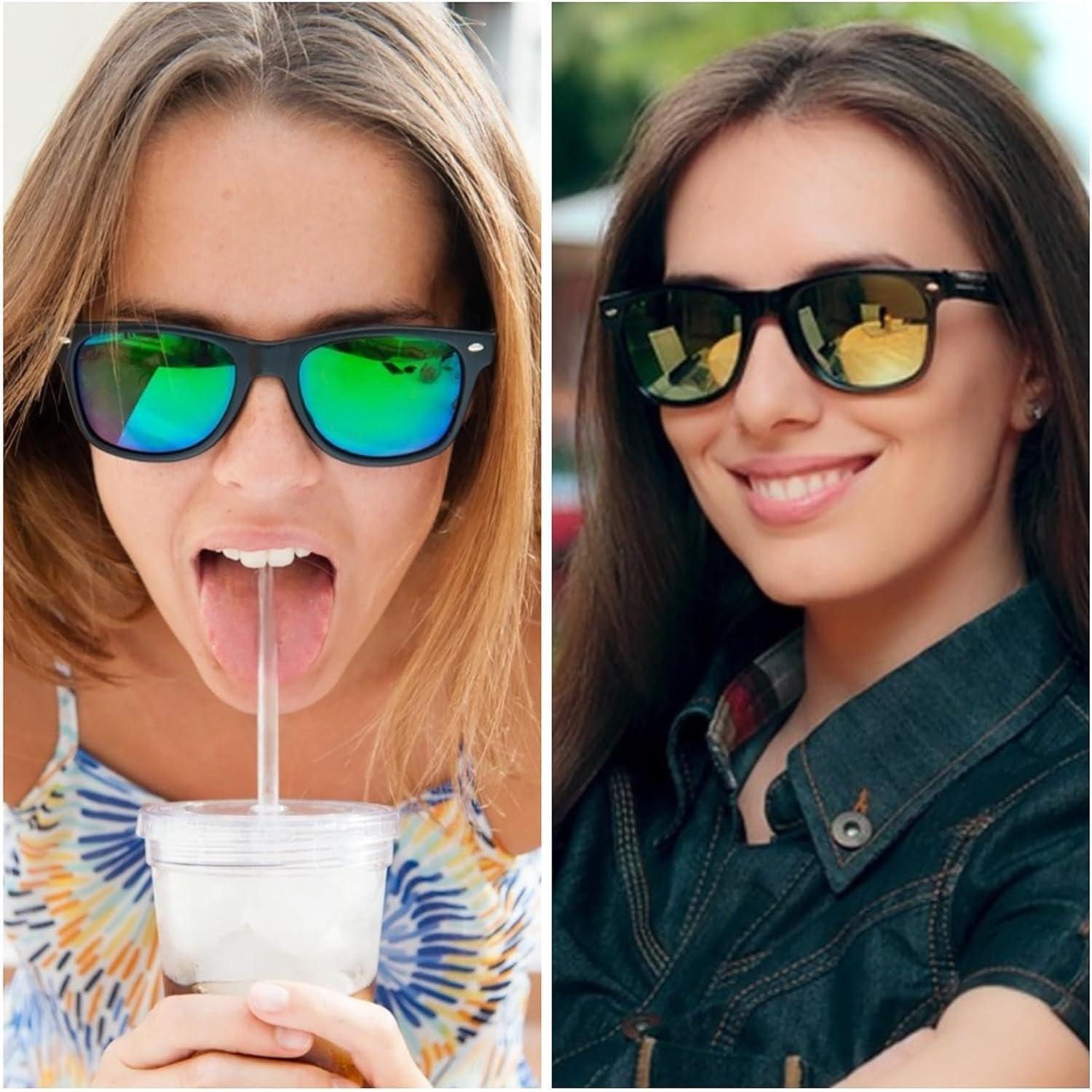 LuxusKollektion Retrosonnenbrille Sonnenbrillen 6 Stück Set Herren Damen Party Mirror Green